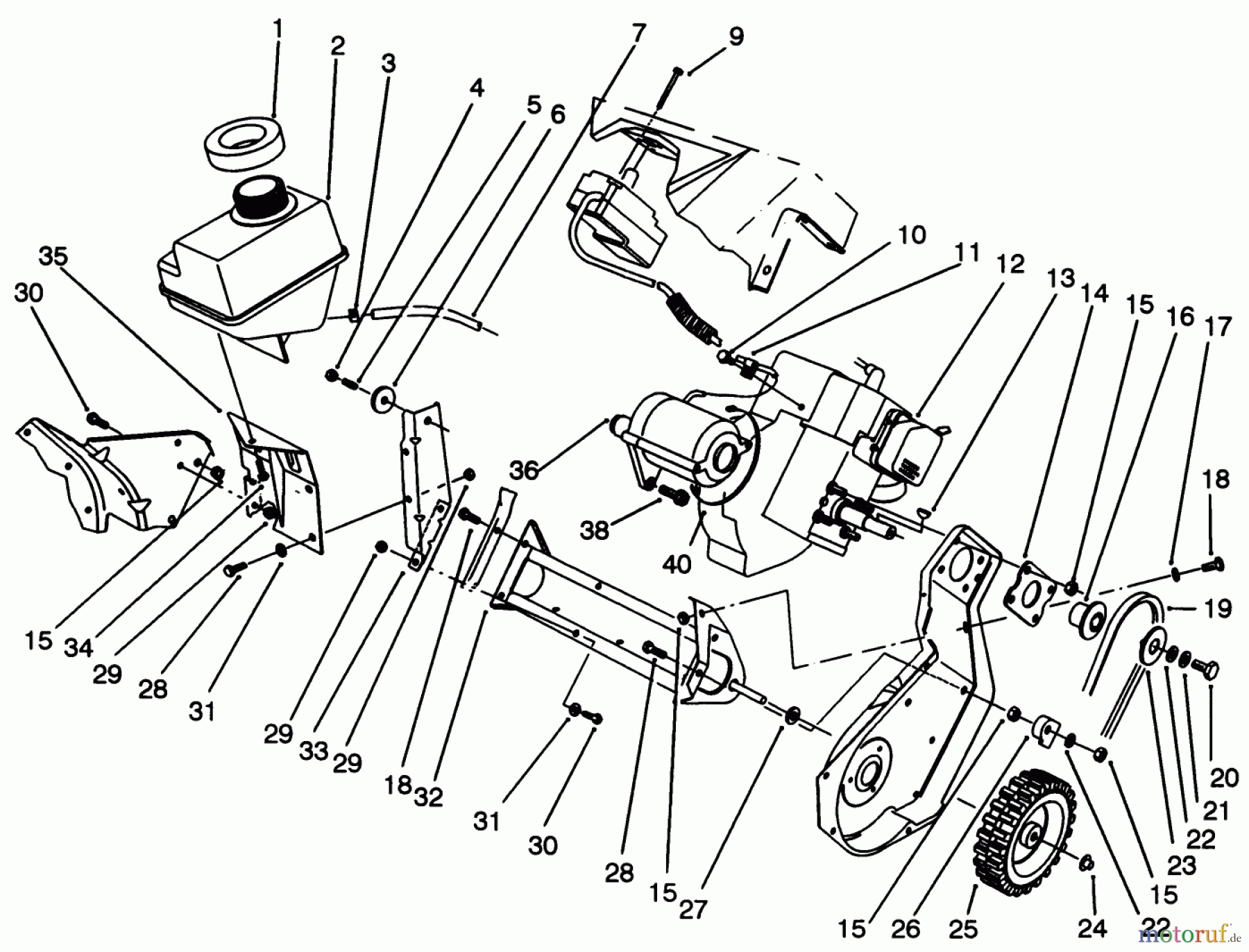 Toro Neu Snow Blowers/Snow Throwers Seite 1 38196 - Toro CCR 1000 Snowthrower, 1993 (3900001-3999999) ENGINE & FRAME ASSEMBLY