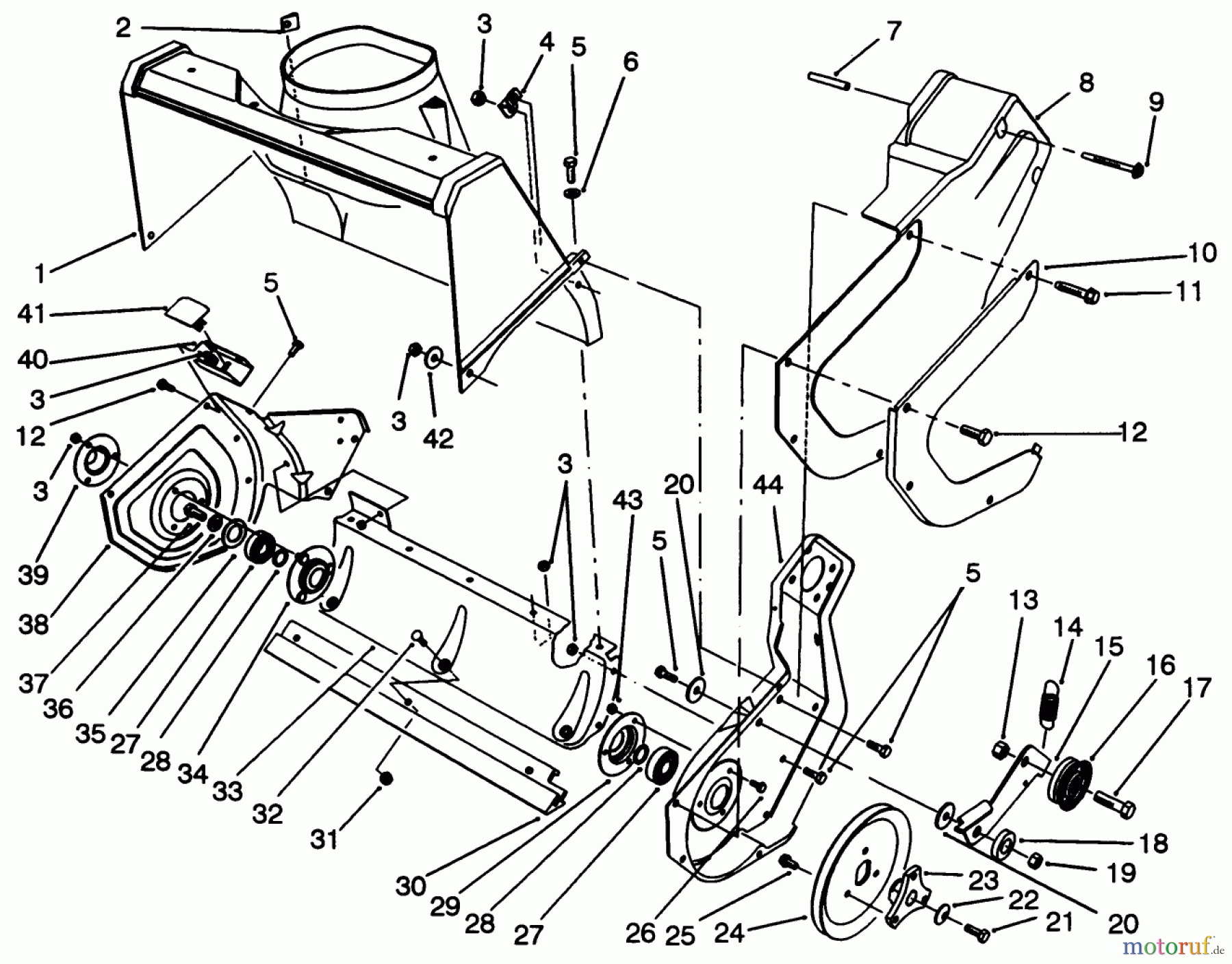  Toro Neu Snow Blowers/Snow Throwers Seite 1 38195 - Toro CCR 1000 Snowthrower, 1993 (39000001-39999999) ROTOR HOUSING ASSEMBLY
