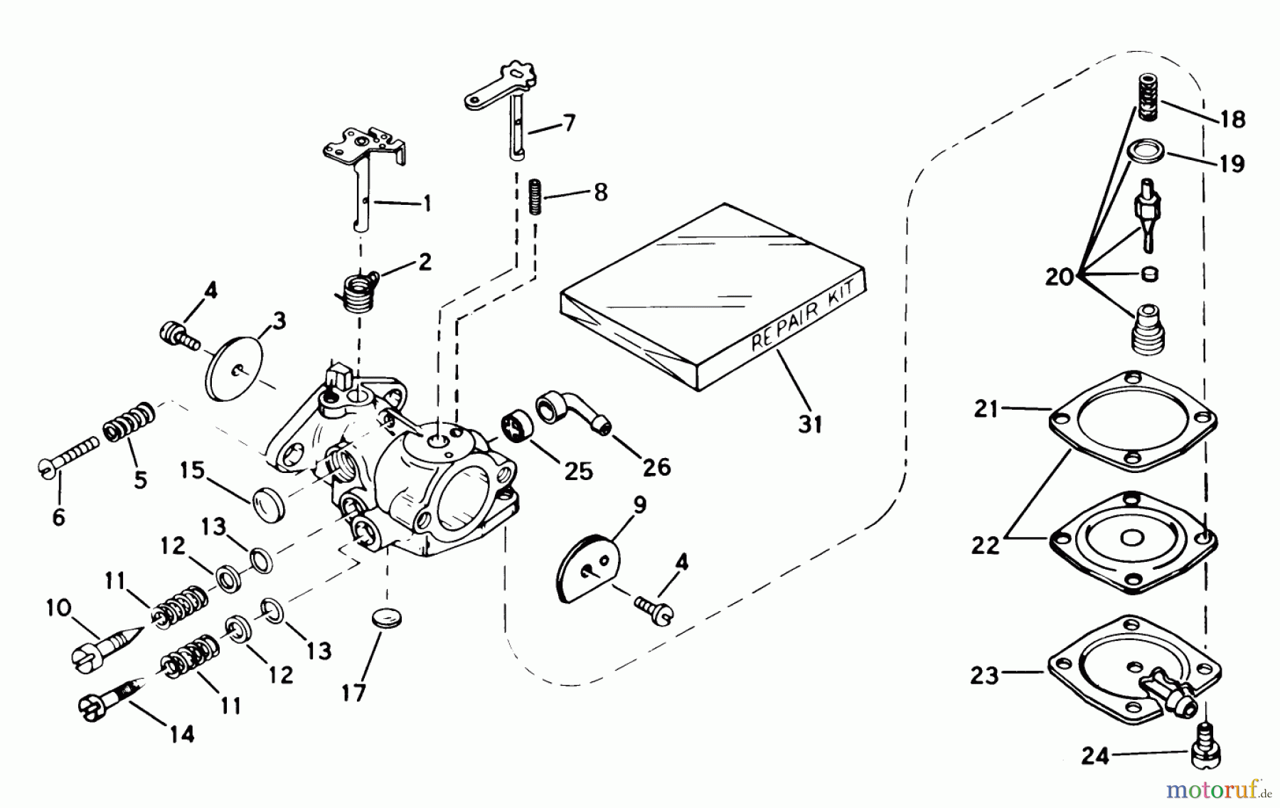 Toro Neu Snow Blowers/Snow Throwers Seite 1 38210 (S-140) - Toro S-140 Snowthrower, 1979 (9000001-9999999) CARBURETOR NO. 632035