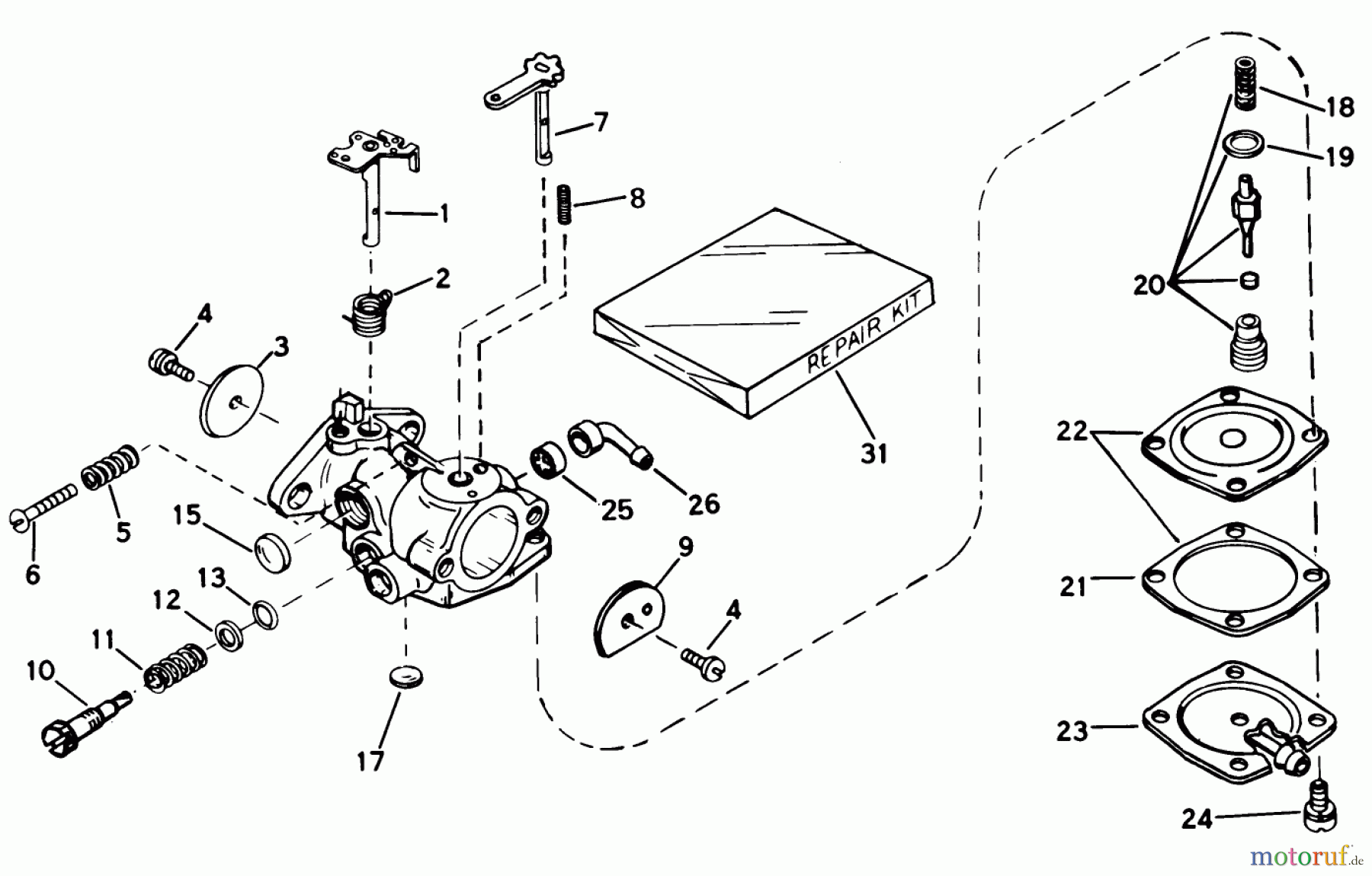 Toro Neu Snow Blowers/Snow Throwers Seite 1 38210 (S-140) - Toro S-140 Snowthrower, 1980 (0000001-0999999) CARBURETOR NO. 632103