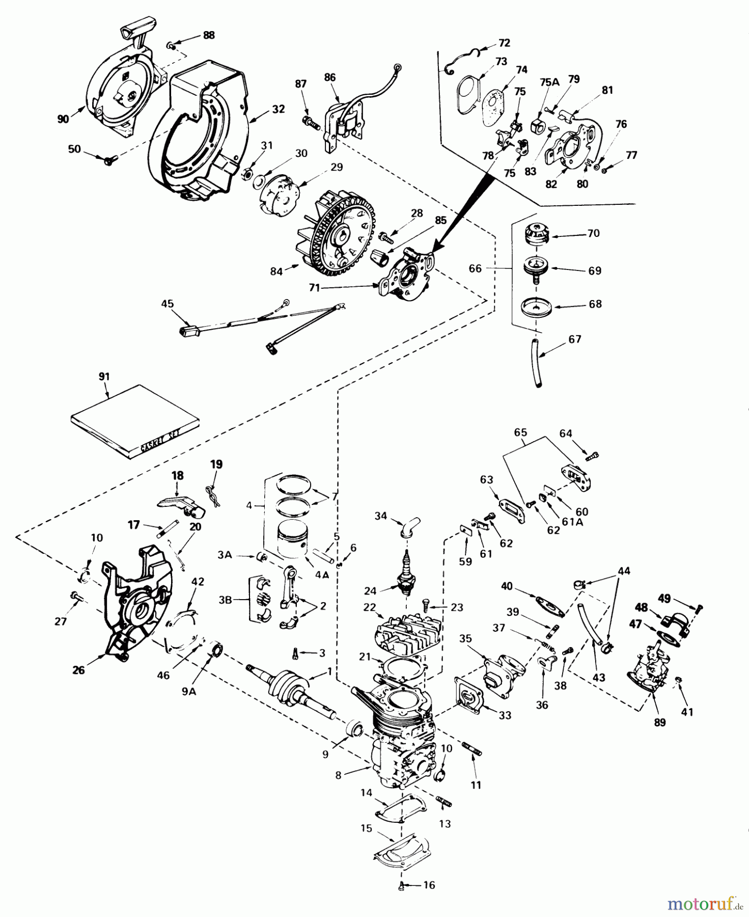 Toro Neu Snow Blowers/Snow Throwers Seite 1 38232 (S-200) - Toro S-200 Snowthrower, 1985 (5000001-5999999) ENGINE ASSEMBLY (ENGINE TECUMSEH MODEL NO. AH520 TYPE 1602)