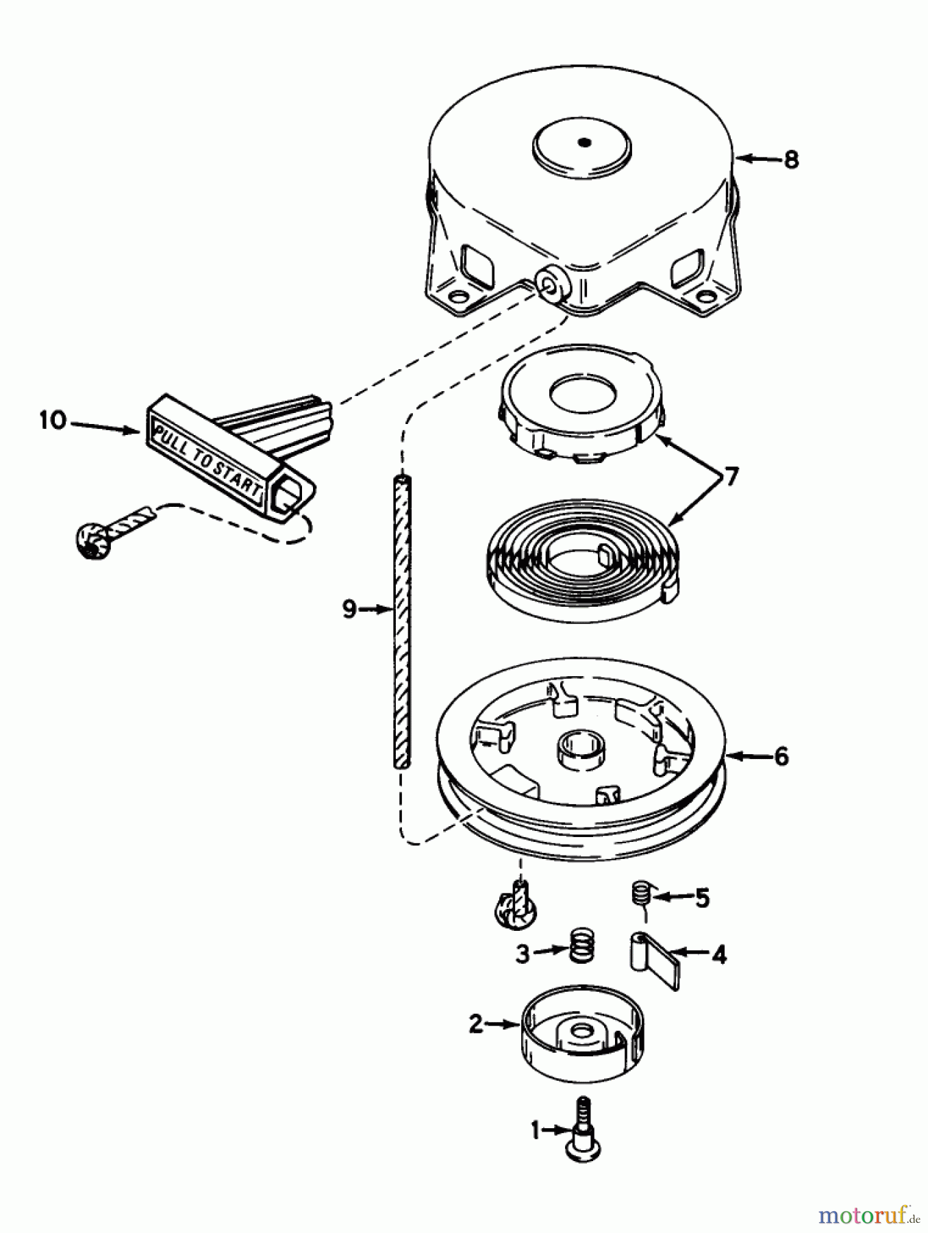 Toro Neu Snow Blowers/Snow Throwers Seite 1 38232 (S-200) - Toro S-200 Snowthrower, 1985 (5000001-5999999) SHROUD & REWIND STARTER NO. 590537 (ENGINE MODEL NO. AH520 TYPE 1602)