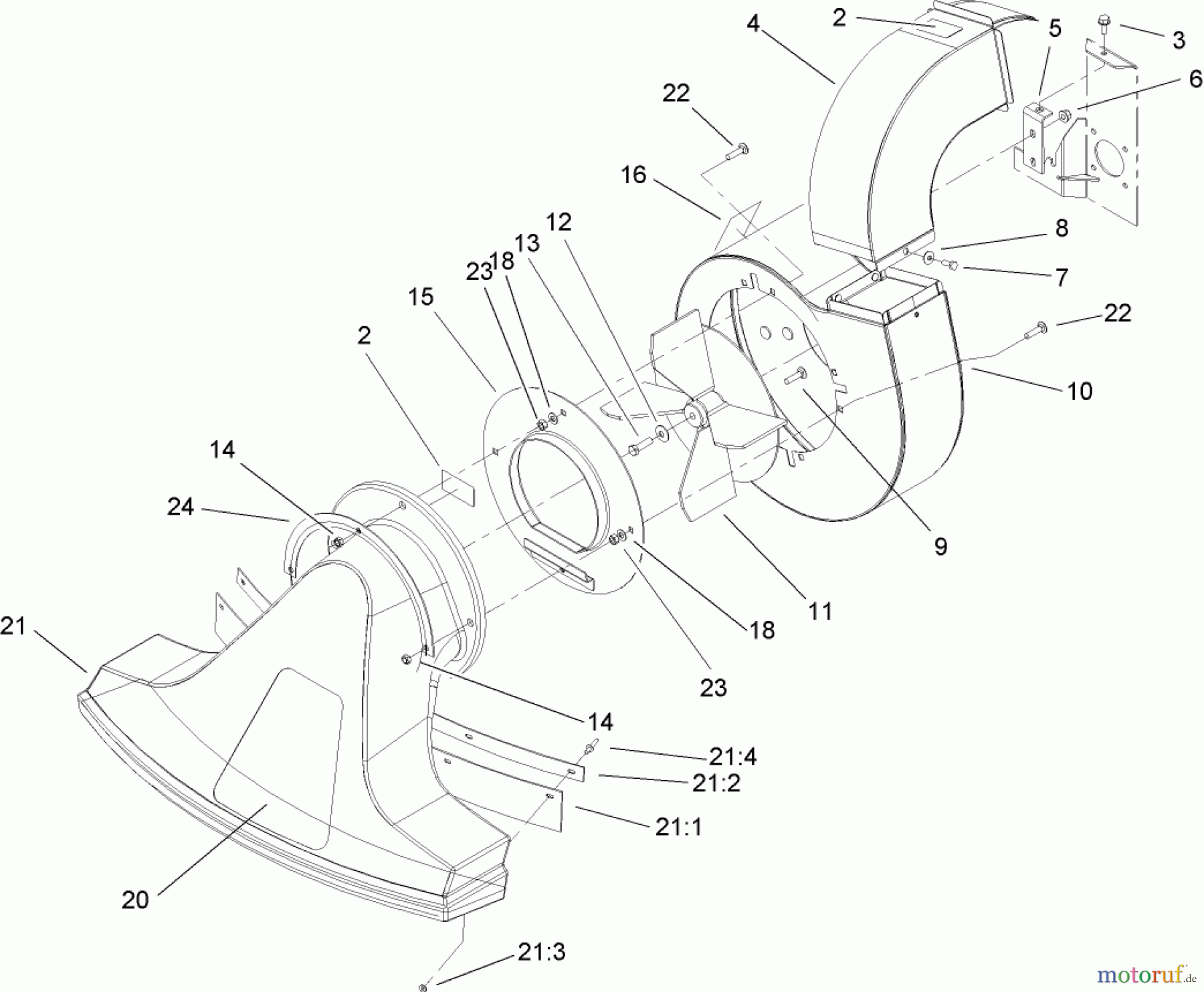  Toro Neu Blowers/Vacuums/Chippers/Shredders 62925 - Toro 5.5 hp Lawn Vacuum, 2004 (240000001-240999999) BLOWER AND SNOUT ASSEMBLY