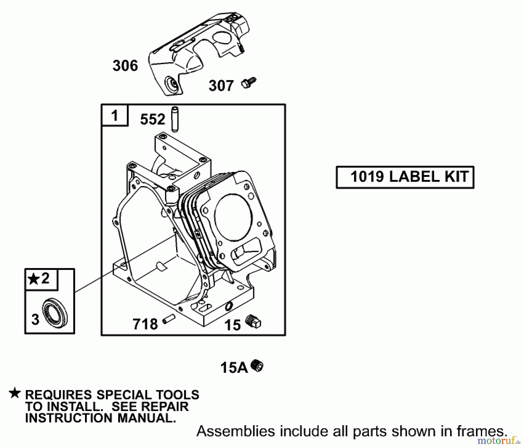  Toro Neu Blowers/Vacuums/Chippers/Shredders 62925 - Toro 5.5 hp Lawn Vacuum, 2004 (240000001-240999999) CYLINDER ASSEMBLY ENGINE BRIGGS AND STRATTON MODEL 126302-0245-E1