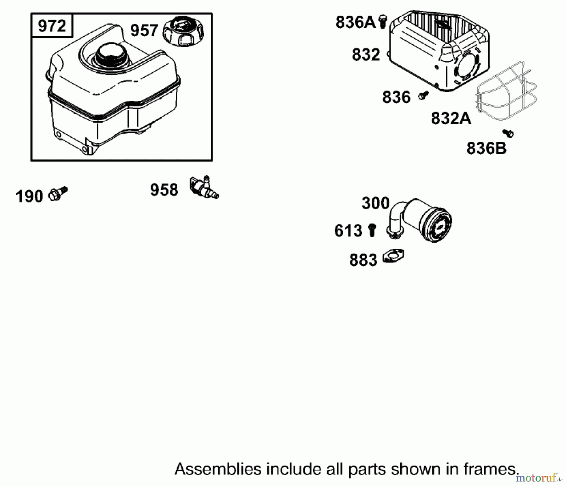  Toro Neu Blowers/Vacuums/Chippers/Shredders 62925 - Toro 5.5 hp Lawn Vacuum, 2004 (240000001-240999999) MUFFLER AND FUEL TANK ASSEMBLY ENGINE BRIGGS AND STRATTON MODEL 126402-0245-E1
