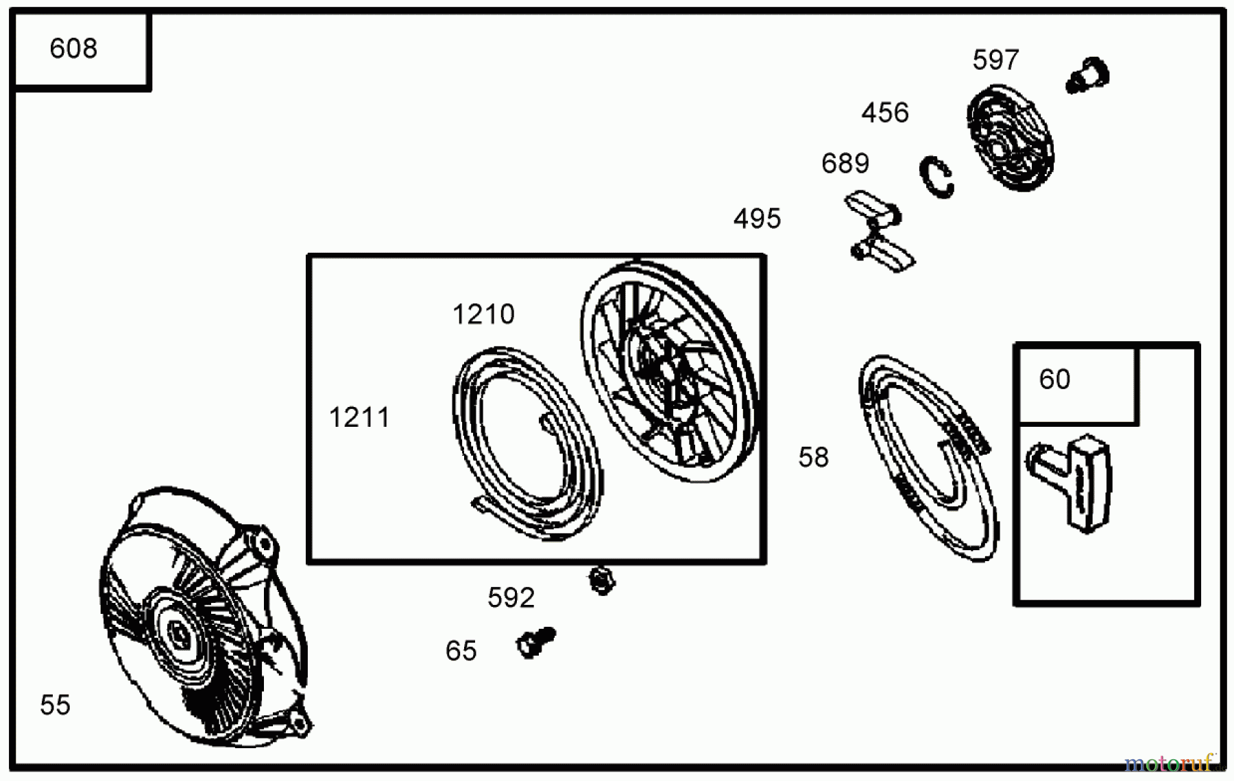  Toro Neu Blowers/Vacuums/Chippers/Shredders 62925 - Toro 5.5 hp Lawn Vacuum, 2004 (240000001-240999999) STARTER ASSEMBLY ENGINE BRIGGS AND STRATTON MODEL 126402-0245-E1