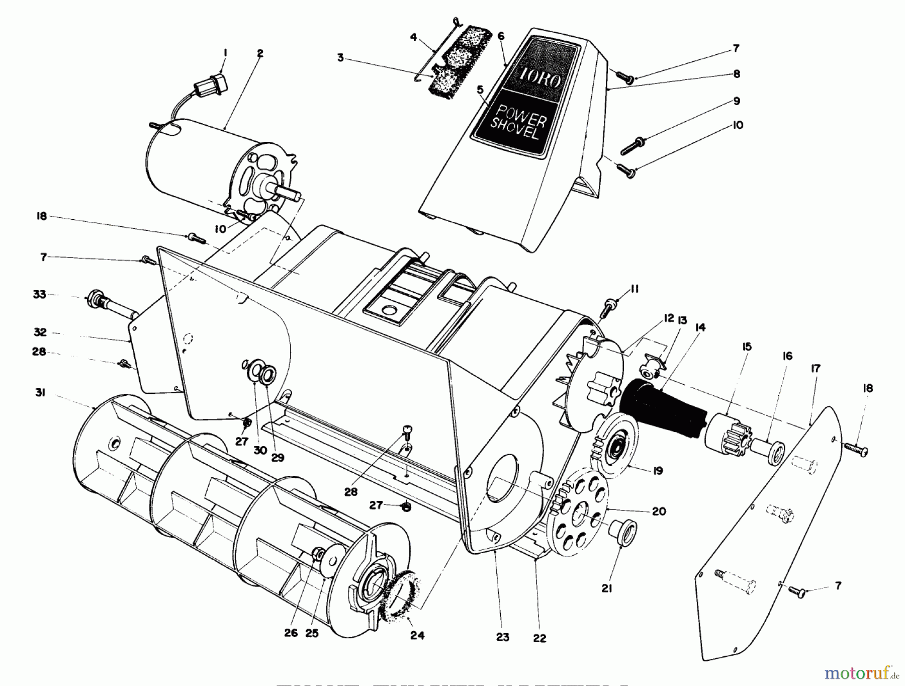 Toro Neu Snow Blowers/Snow Throwers Seite 1 38310 - Toro Power Shovel Snowthrower, 1985 (5000001-5999999) ROTOR HOUSING ASSEMBLY