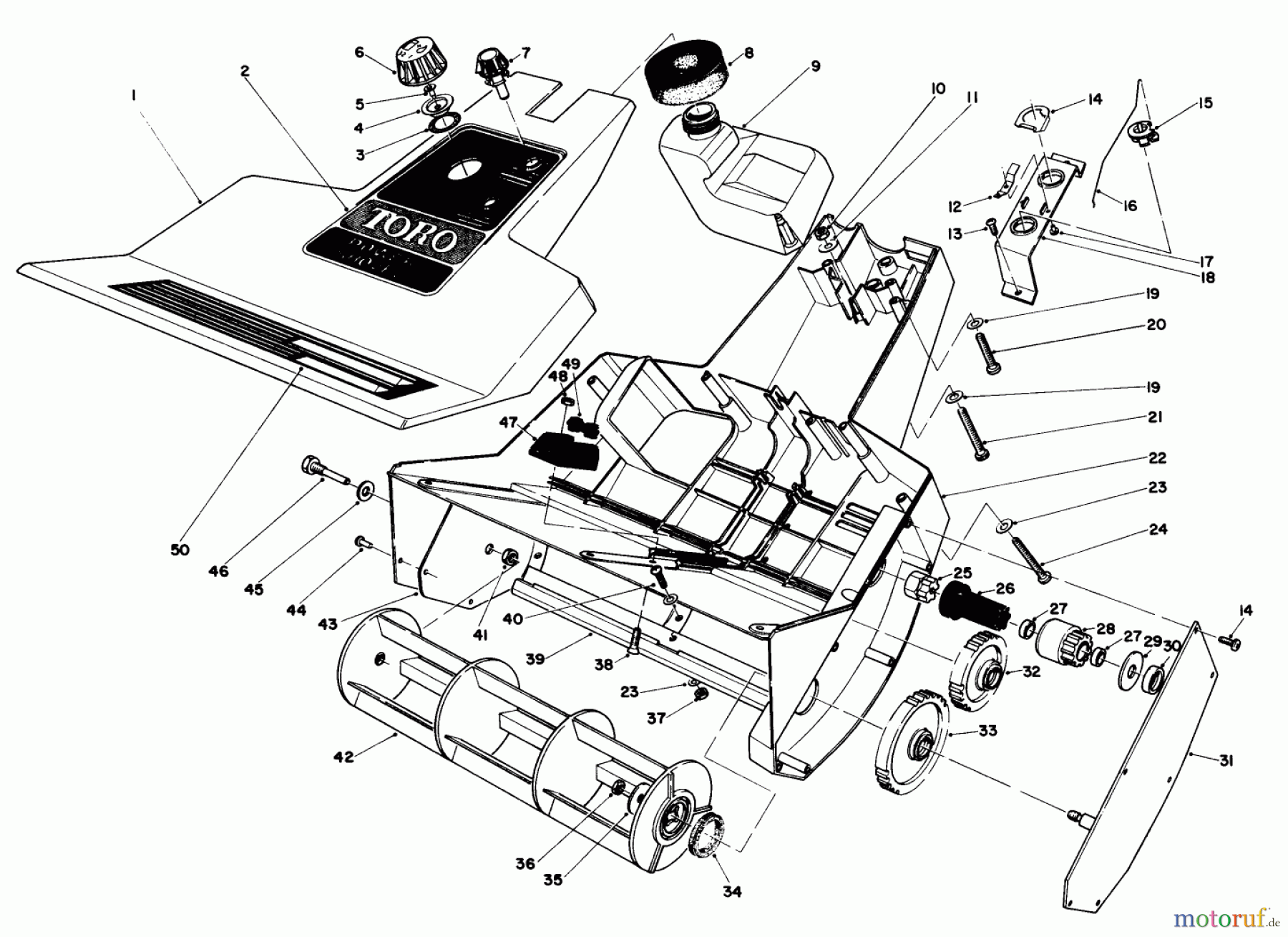 Toro Neu Snow Blowers/Snow Throwers Seite 1 38350 - Toro Gas Power Shovel Snowthrower, 1983 (3000001-3999999) ROTOR HOUSING ASSEMBLY