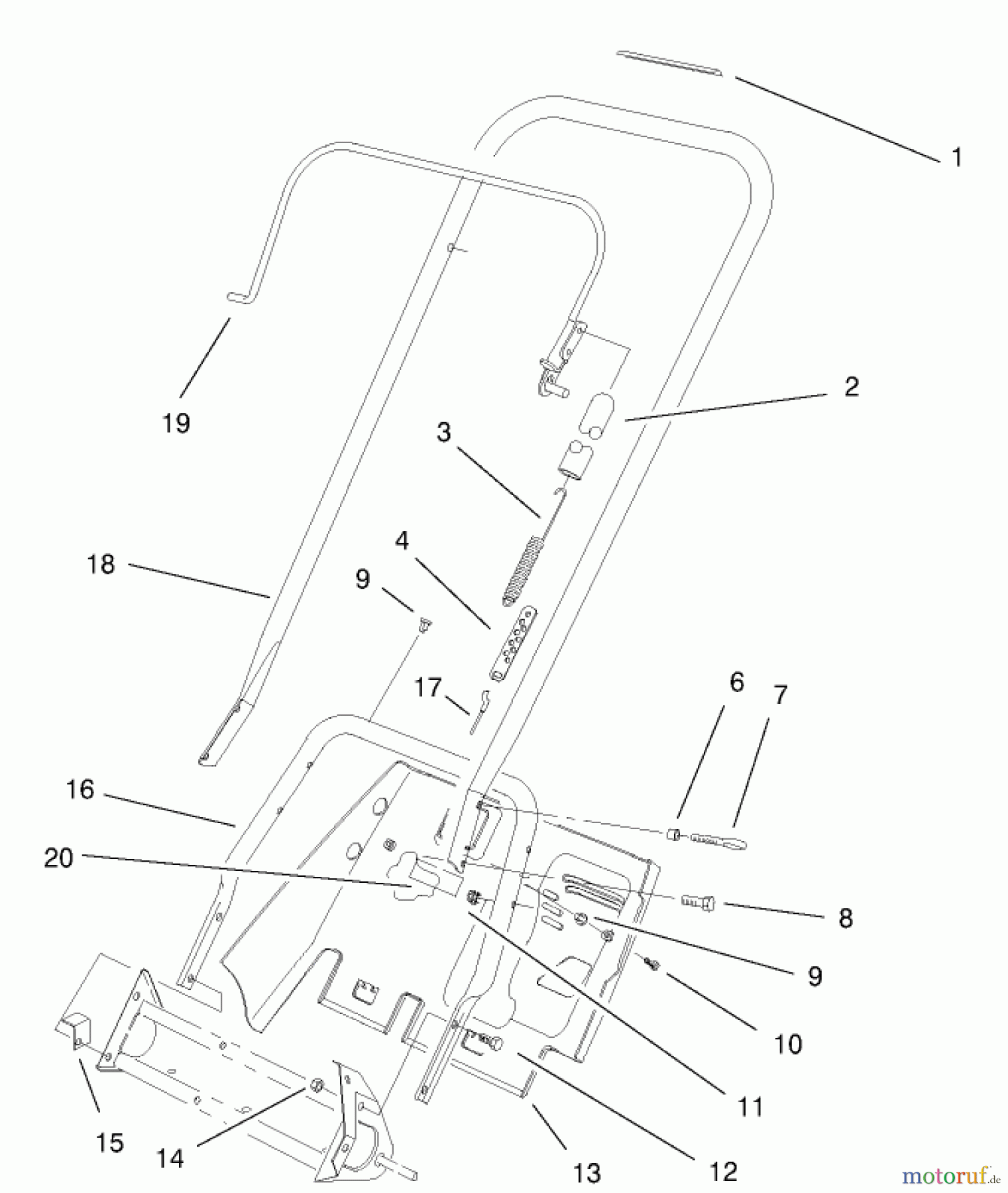 Toro Neu Snow Blowers/Snow Throwers Seite 1 38405 (1000) - Toro CCR 1000 Snowthrower, 2001 (210000001-210999999) HANDLE ASSEMBLY