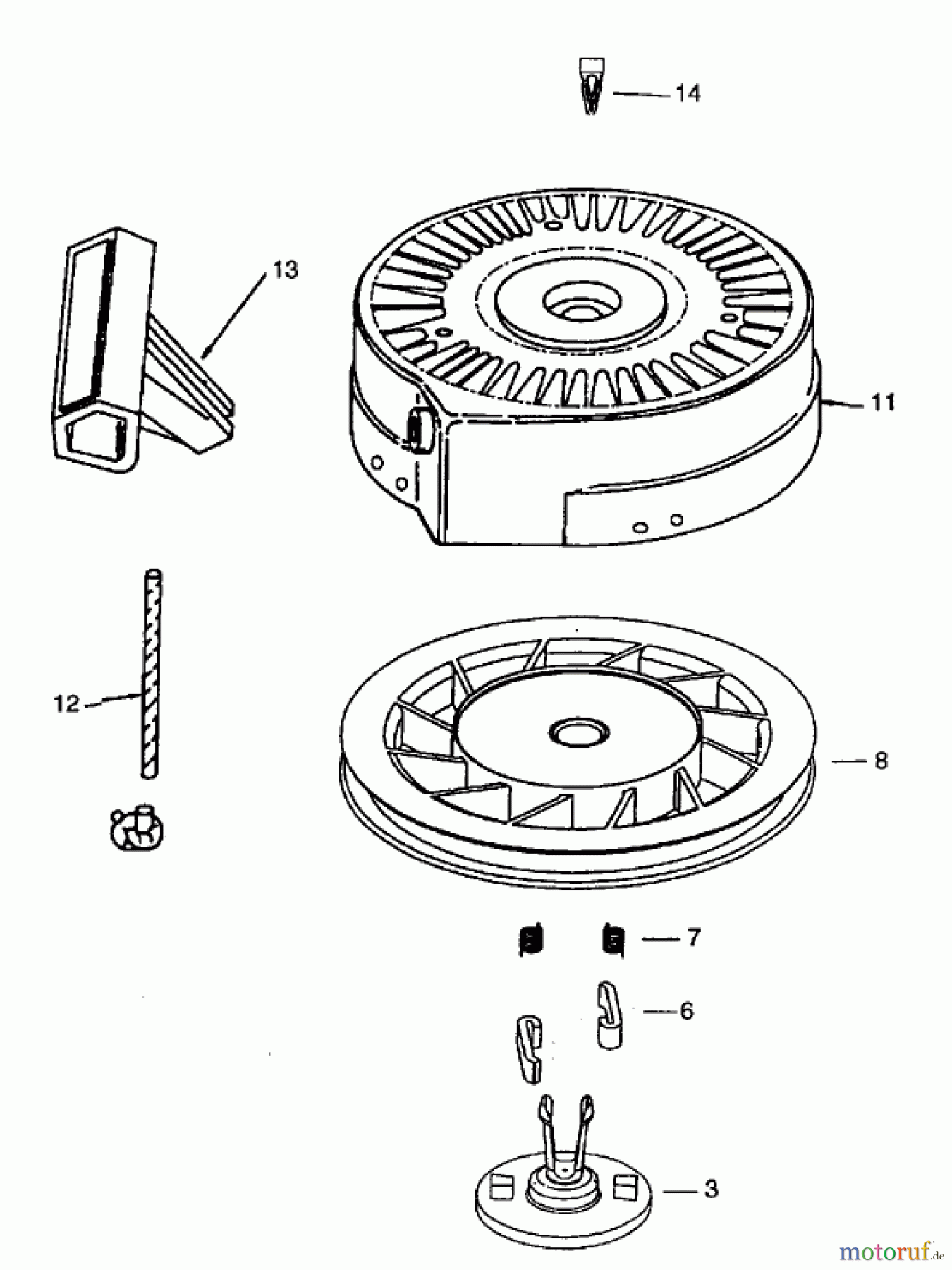 Toro Neu Snow Blowers/Snow Throwers Seite 1 38405 (1000) - Toro CCR 1000 Snowthrower, 2001 (210000001-210999999) RECOIL STARTER NO. 590743