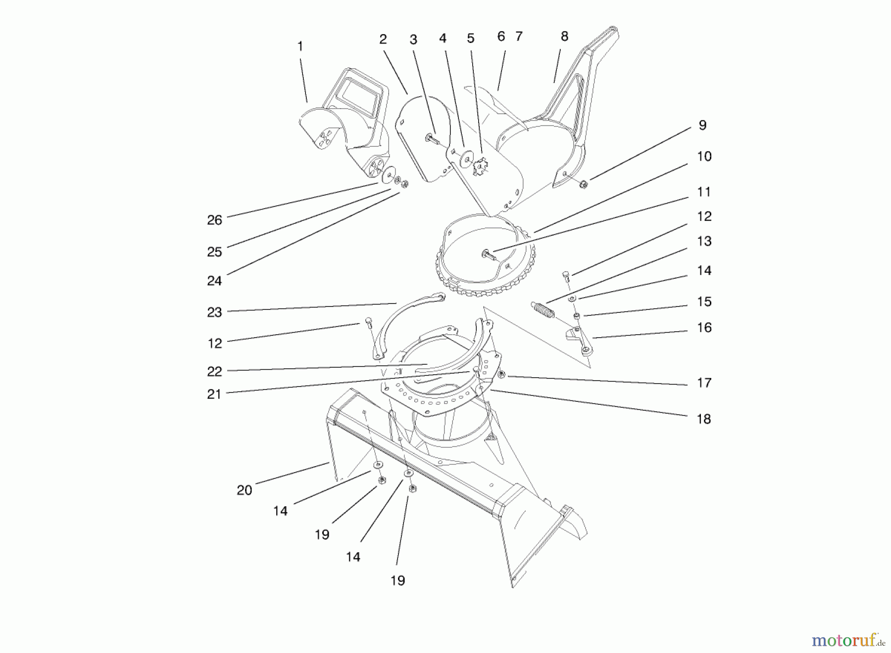 Toro Neu Snow Blowers/Snow Throwers Seite 1 38412 (2400) - Toro CCR 2400 Snowthrower, 1998 (8900001-8999999) DISCHARGE CHUTE ASSEMBLY