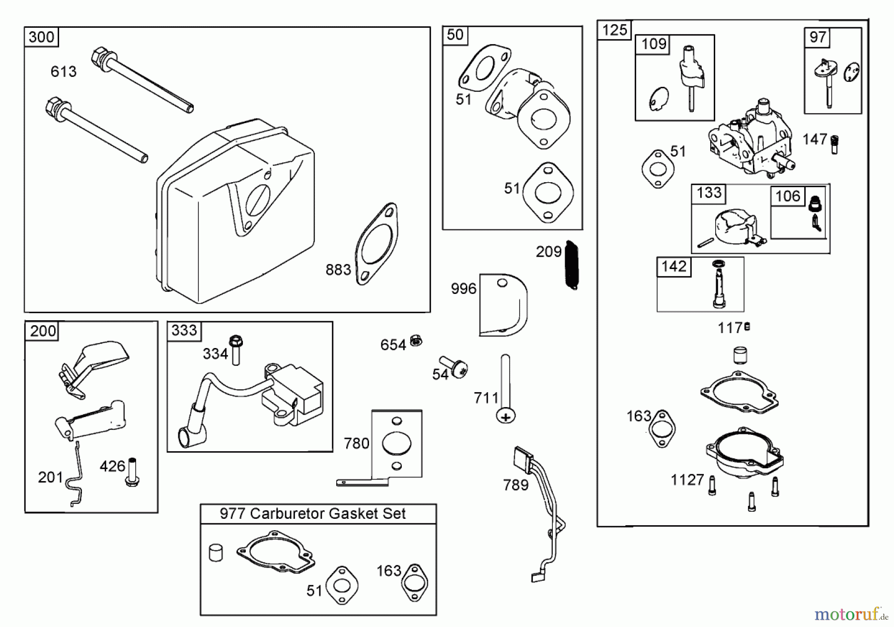Toro Neu Snow Blowers/Snow Throwers Seite 1 38412 (2400) - Toro CCR 2400 Snowthrower, 1998 (8900001-8999999) MUFFLER, CARBURETOR, AND INTAKE MANIFOLD ASSEMBLIES BRIGGS AND STRATTON 084132-0120-E1