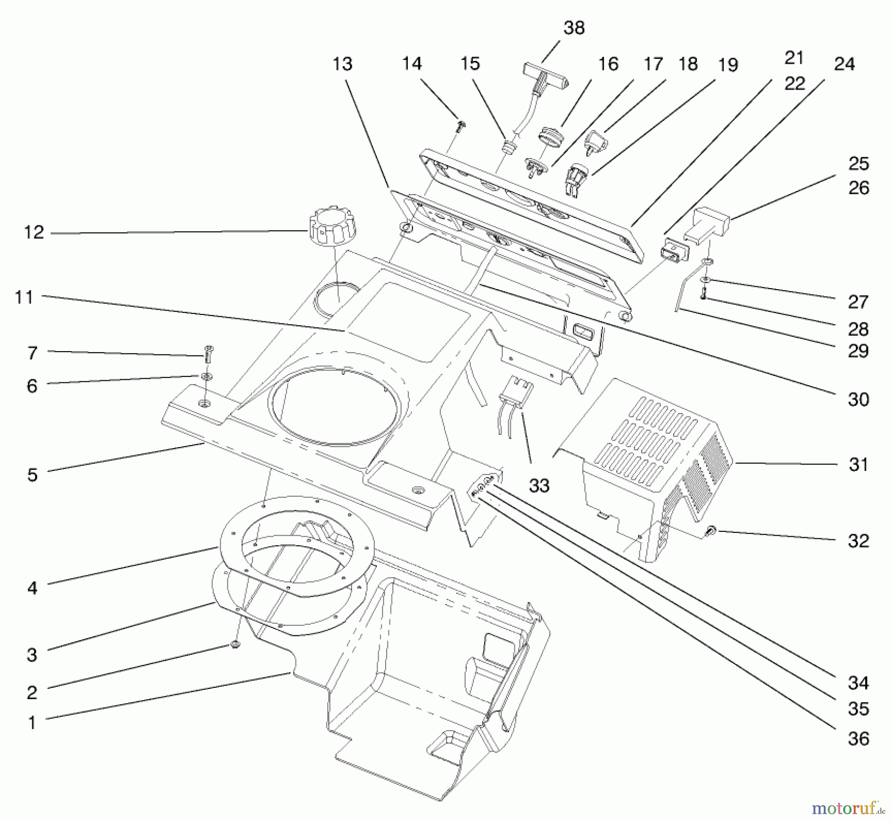  Toro Neu Snow Blowers/Snow Throwers Seite 1 38411 (2400) - Toro CCR 2400 Snowthrower, 1997 (7900001-7999999) SHROUD ASSEMBLY
