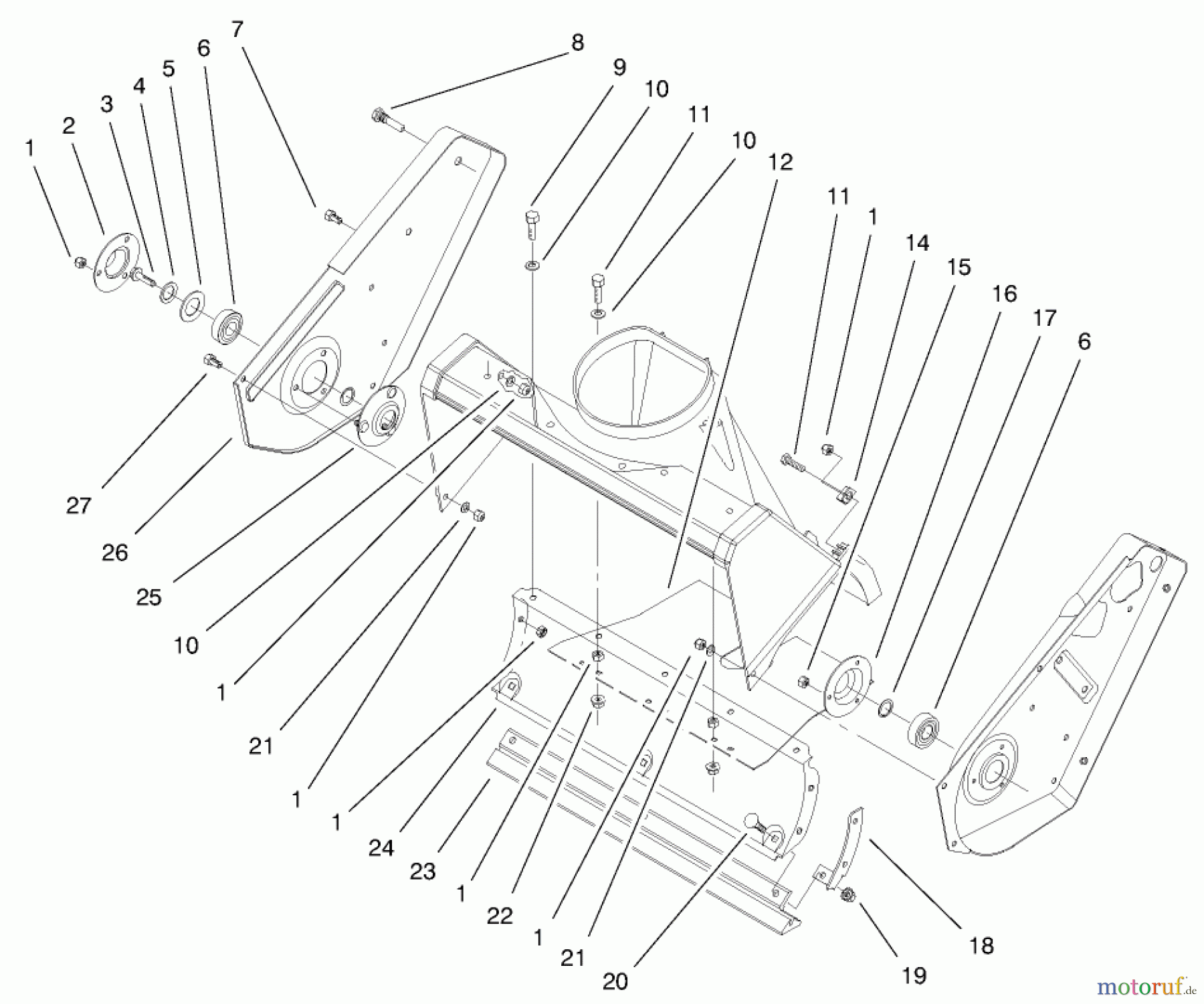 Toro Neu Snow Blowers/Snow Throwers Seite 1 38413 (2450) - Toro CCR 2450 Snowthrower, 2000 (200000001-200012344) HOUSING AND SIDE PLATE ASSEMBLY