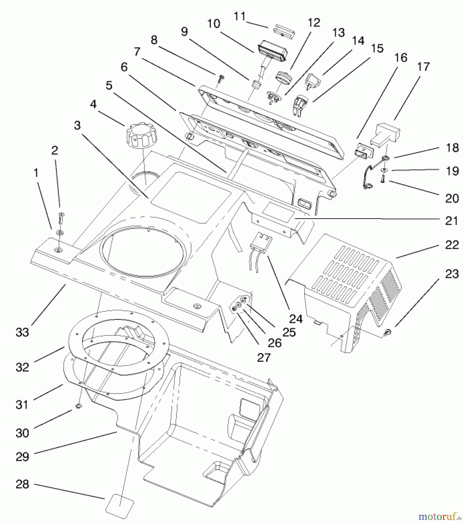Toro Neu Snow Blowers/Snow Throwers Seite 1 38413 (2450) - Toro CCR 2450 Snowthrower, 2000 (200000001-200012344) UPPER SHROUD AND CONTROL PANEL ASSEMBLY