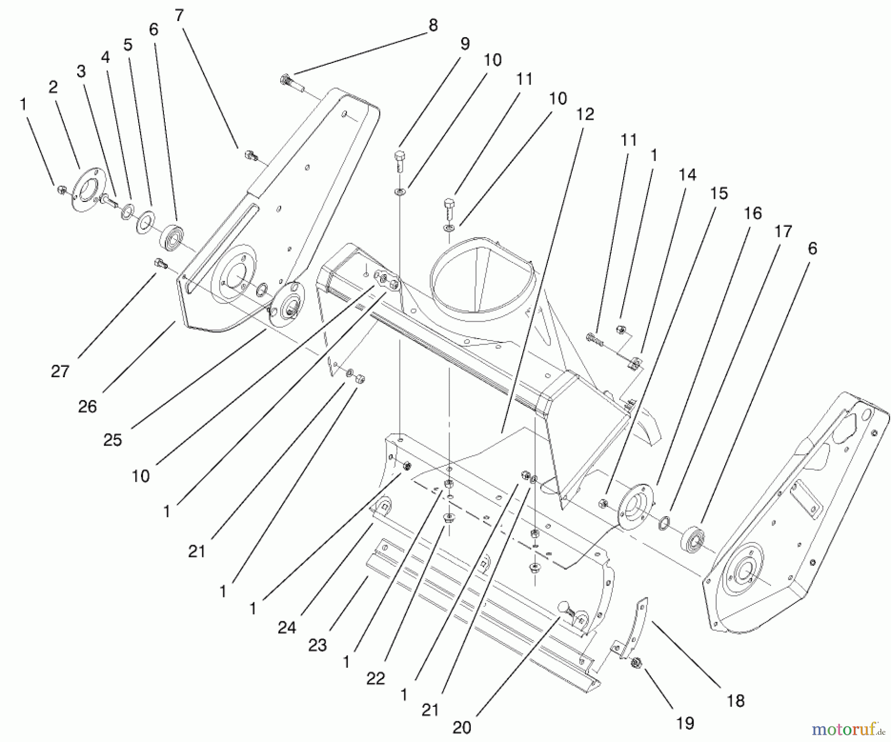  Toro Neu Snow Blowers/Snow Throwers Seite 1 38419 (2450) - Toro CCR 2450 Snowthrower, 2000 (200012437-200999999) HOUSING AND SIDE PLATE ASSEMBLY