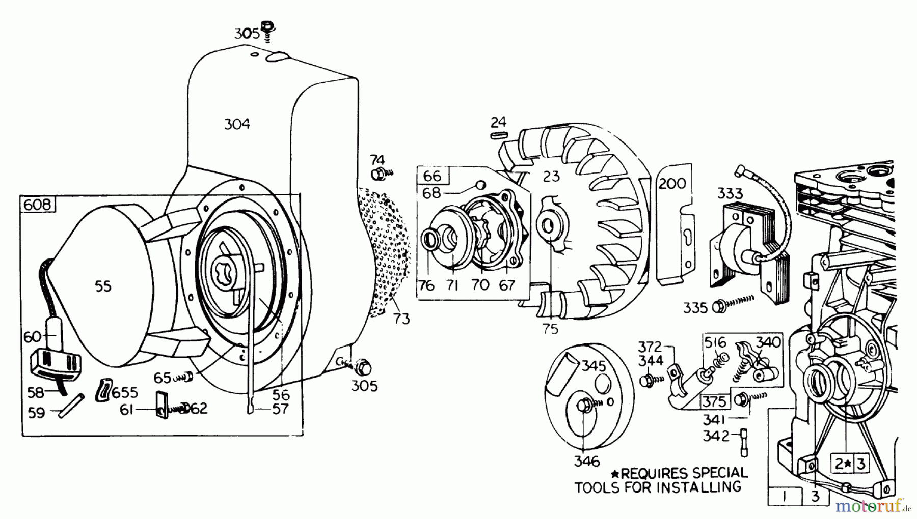 Toro Neu Blowers/Vacuums/Chippers/Shredders 62933 - Toro 5 hp Lawn Blower, 1978 (8000001-8999999) REWIND STARTER