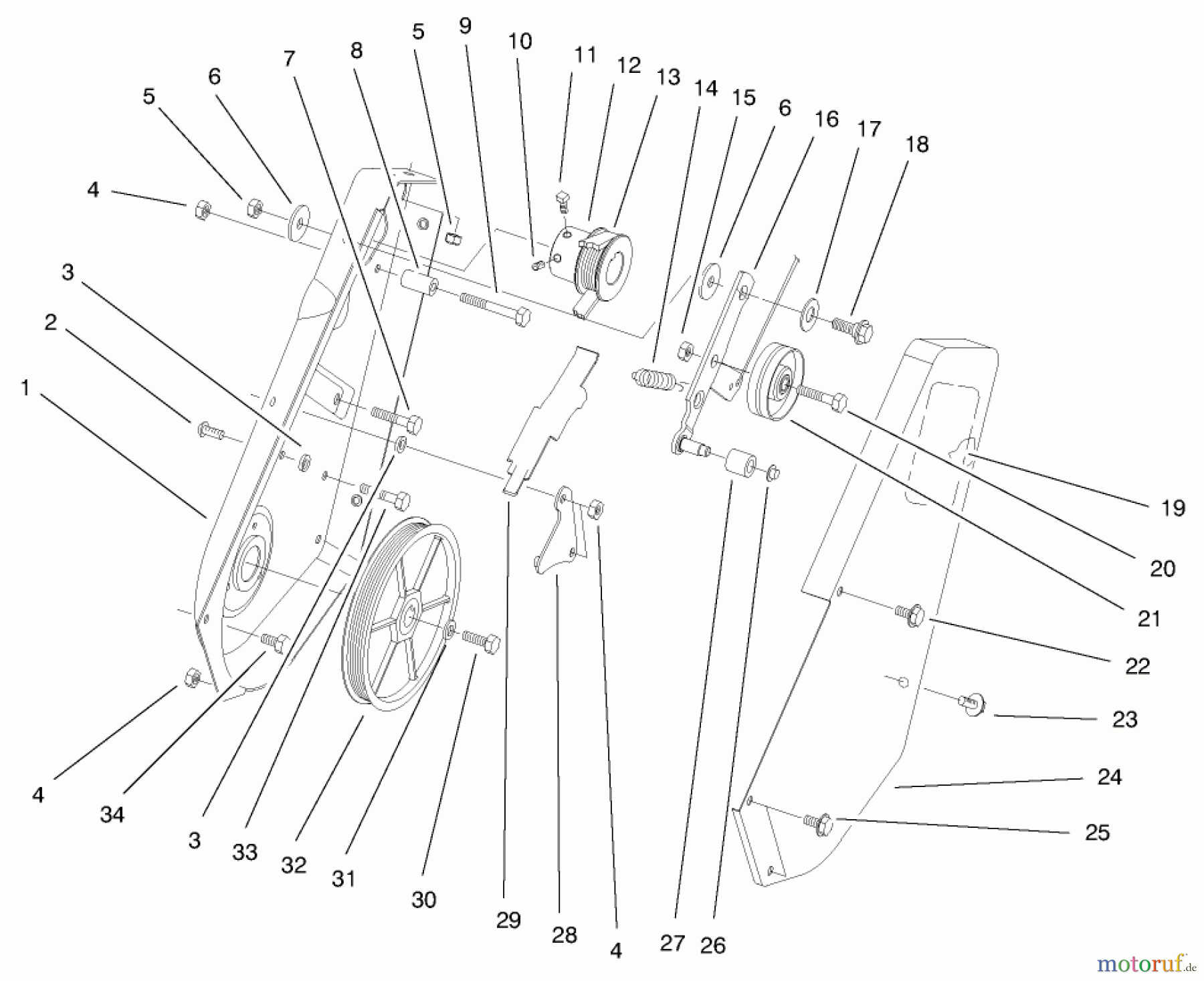 Toro Neu Snow Blowers/Snow Throwers Seite 1 38416 (2400) - Toro CCR 2400 Snowthrower, 1997 (7900001-7999999) PULLEY & COVER ASSEMBLY