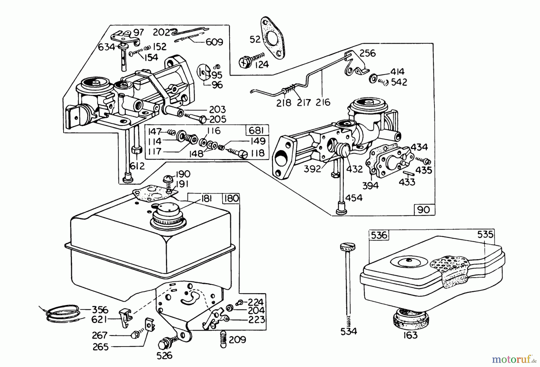 Toro Neu Blowers/Vacuums/Chippers/Shredders 62933 - Toro 5 hp Lawn Blower, 1979 (9000001-9999999) CARBURETOR ASSEMBLY