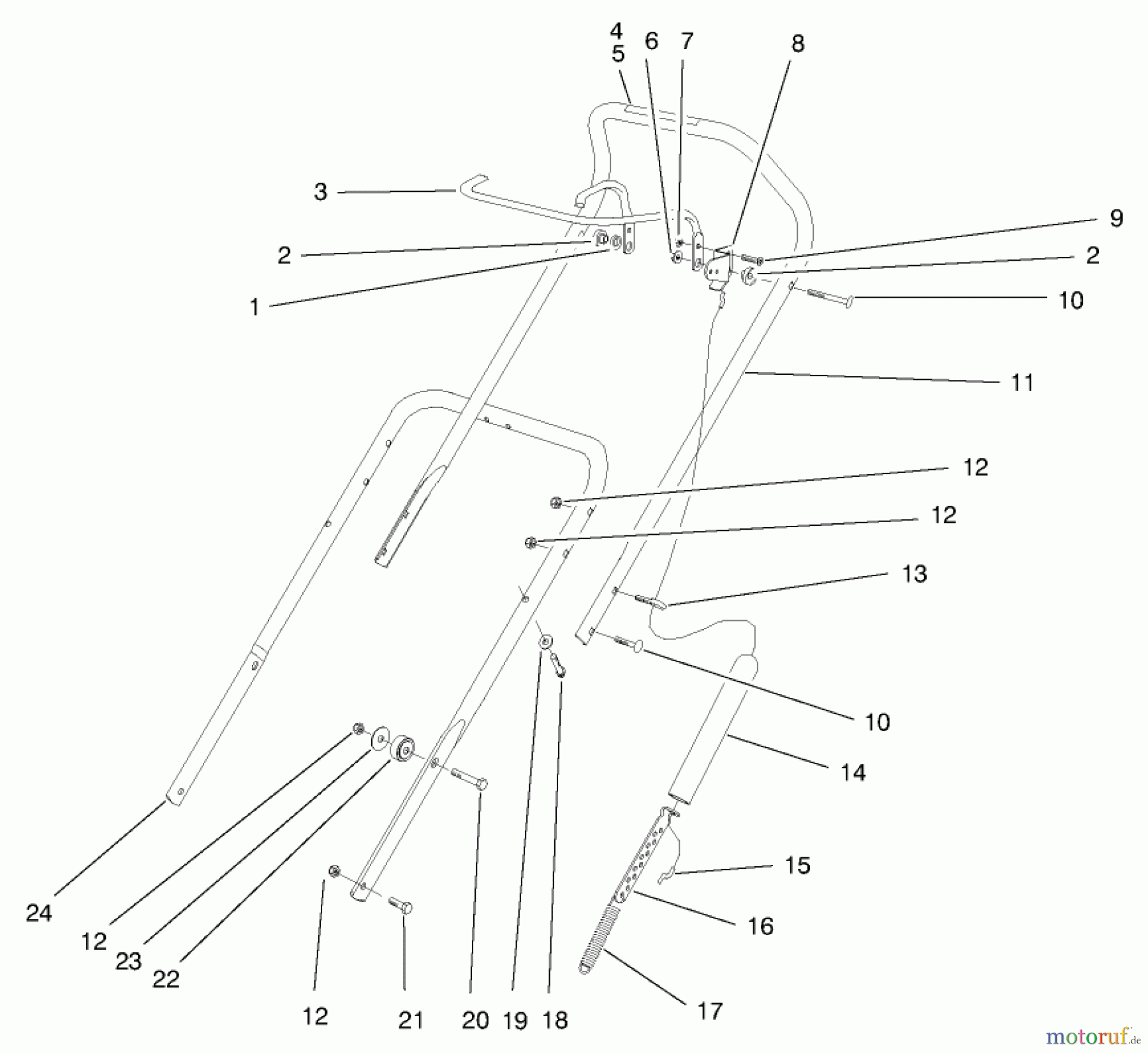 Toro Neu Snow Blowers/Snow Throwers Seite 1 38420 (2500) - Toro CCR 2500 Snowthrower, 1997 (7900001-7999999) HANDLE ASSEMBLY