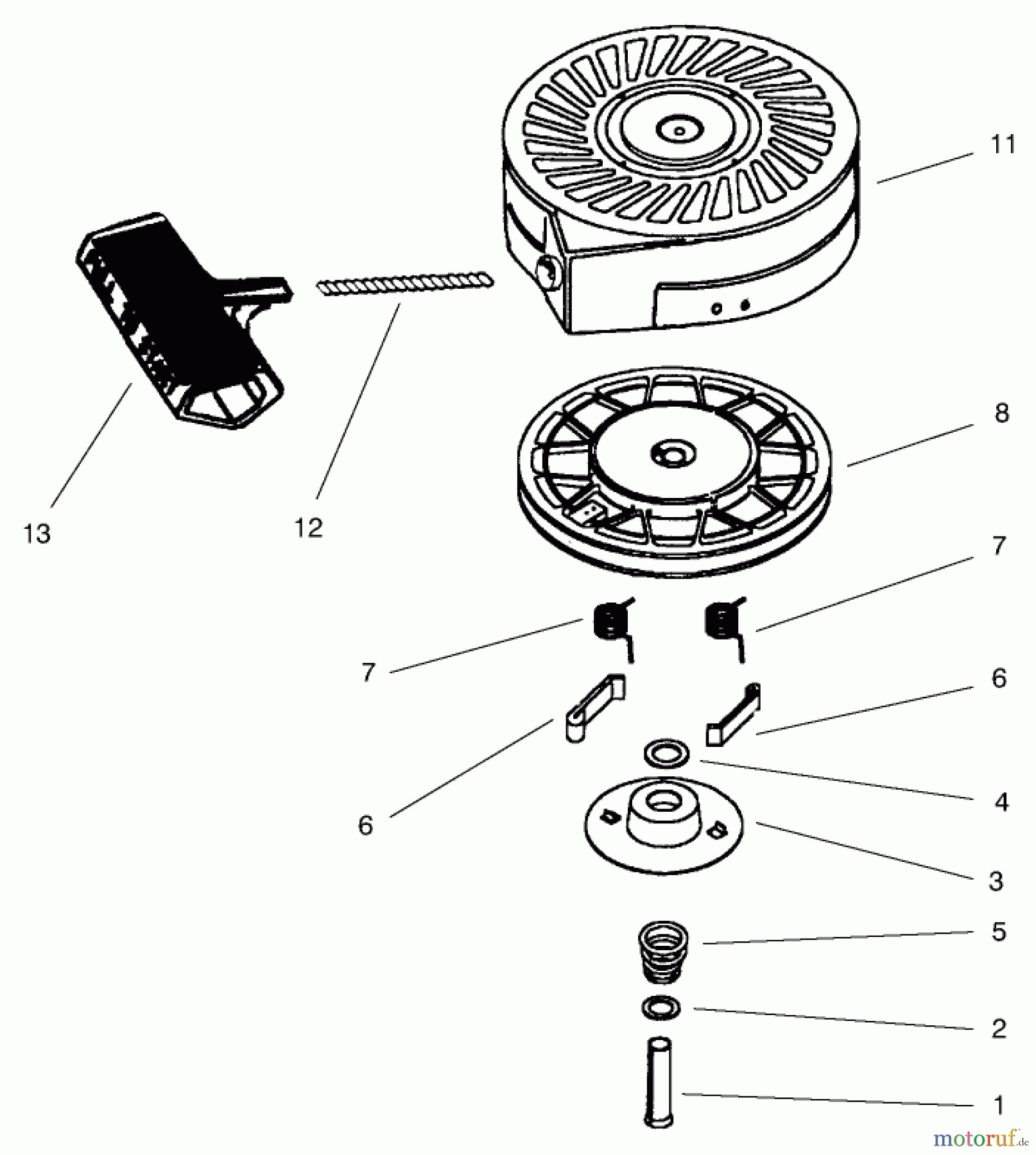Toro Neu Snow Blowers/Snow Throwers Seite 1 38420 (2500) - Toro CCR 2500 Snowthrower, 1997 (7900001-7999999) RECOIL STARTER ASSEMBLY NO. 590712