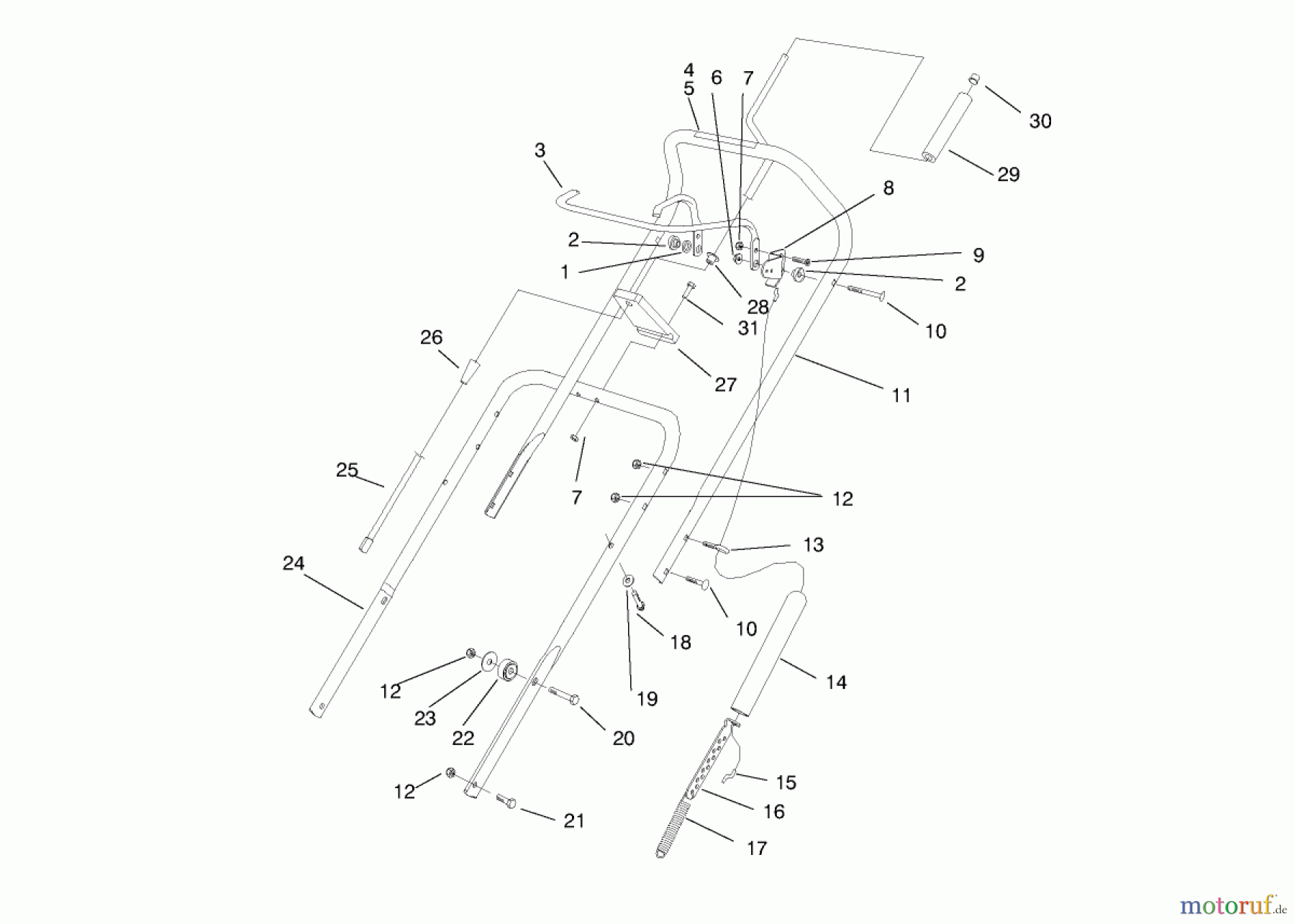  Toro Neu Snow Blowers/Snow Throwers Seite 1 38422 (2500) - Toro CCR 2500 Snowthrower, 1998 (8900001-8999999) HANDLE ASSEMBLY