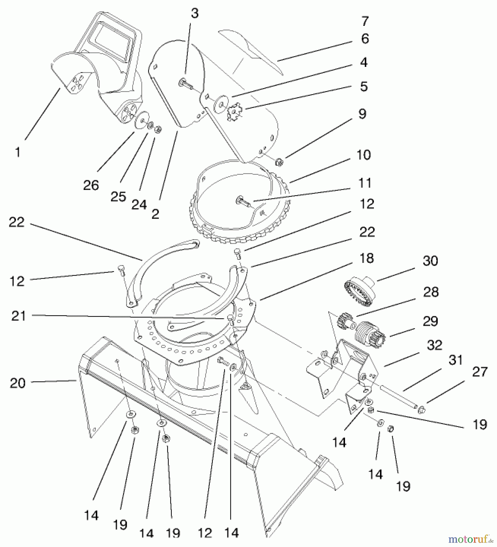  Toro Neu Snow Blowers/Snow Throwers Seite 1 38430 (3000) - Toro CCR 3000 Snowthrower, 1998 (8900001-8999999) DISCHARGE CHUTE & DEFLECTOR ASSEMBLY