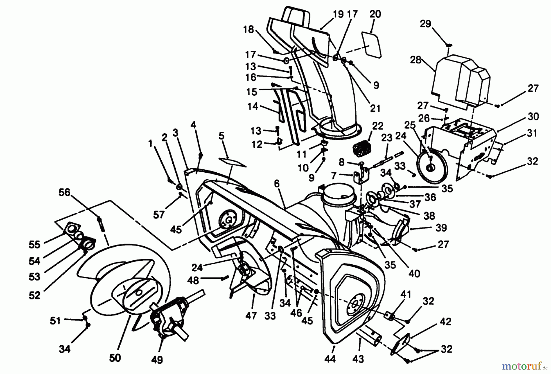  Toro Neu Snow Blowers/Snow Throwers Seite 1 38505 (624) - Toro 624 Power Shift Snowthrower, 1988 (8000001-8999999) HOUSING & CHUTE ASSEMBLY