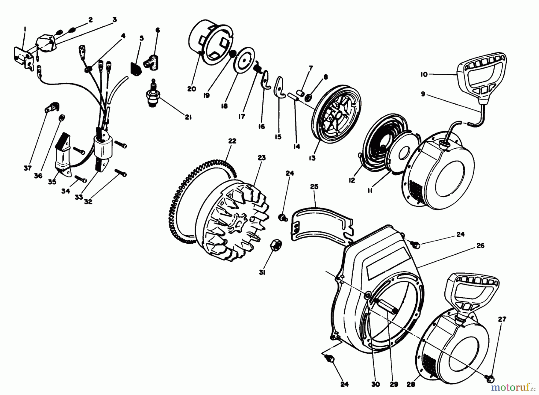  Toro Neu Snow Blowers/Snow Throwers Seite 1 38505 (624) - Toro 624 Power Shift Snowthrower, 1991 (1000001-1999999) ENGINE NO. 68-8280 IGNITION ASSEMBLY