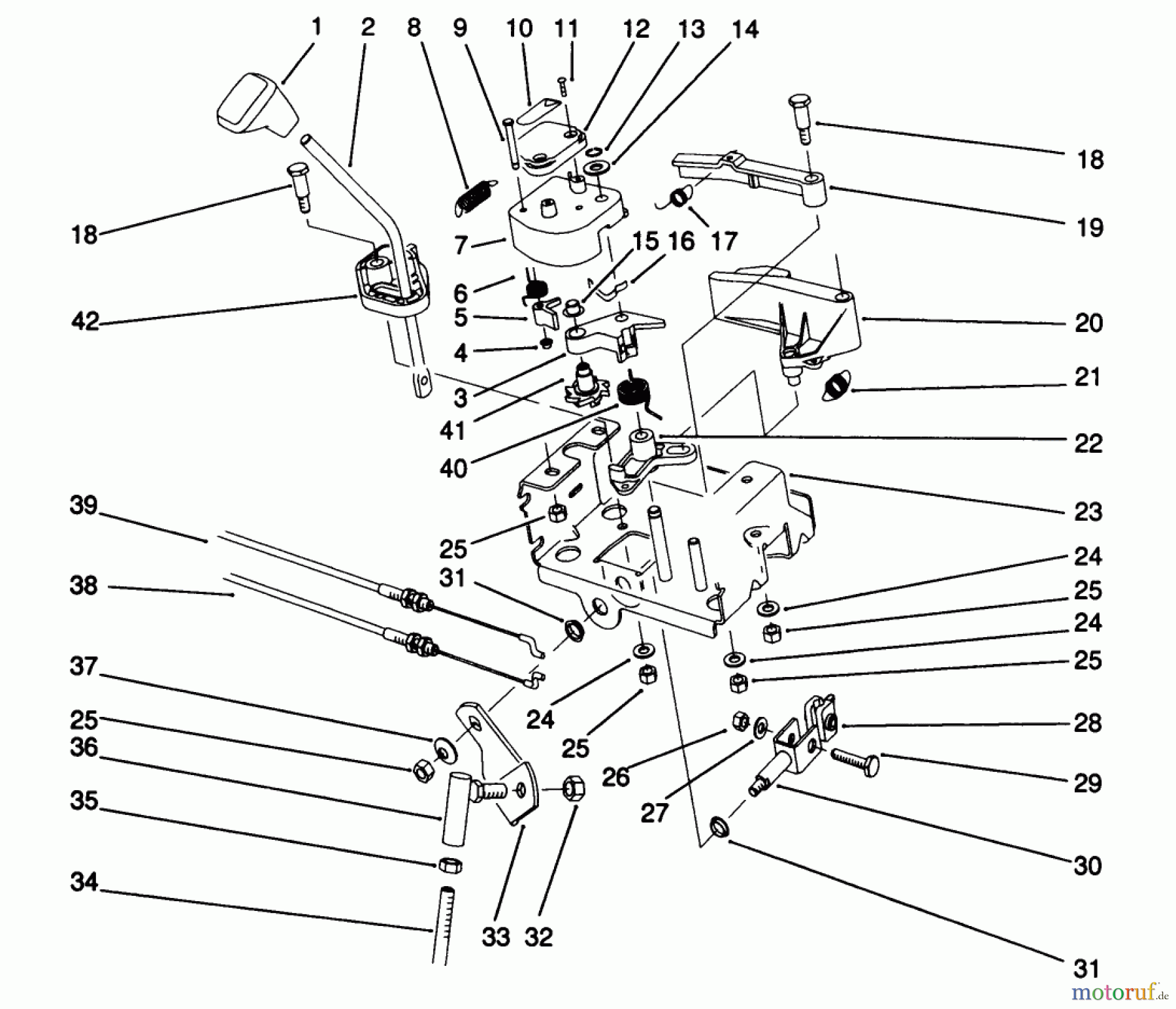 Toro Neu Snow Blowers/Snow Throwers Seite 1 38505 (624) - Toro 624 Power Shift Snowthrower, 1991 (1000001-1999999) TRACTION LINKAGE ASSEMBLY