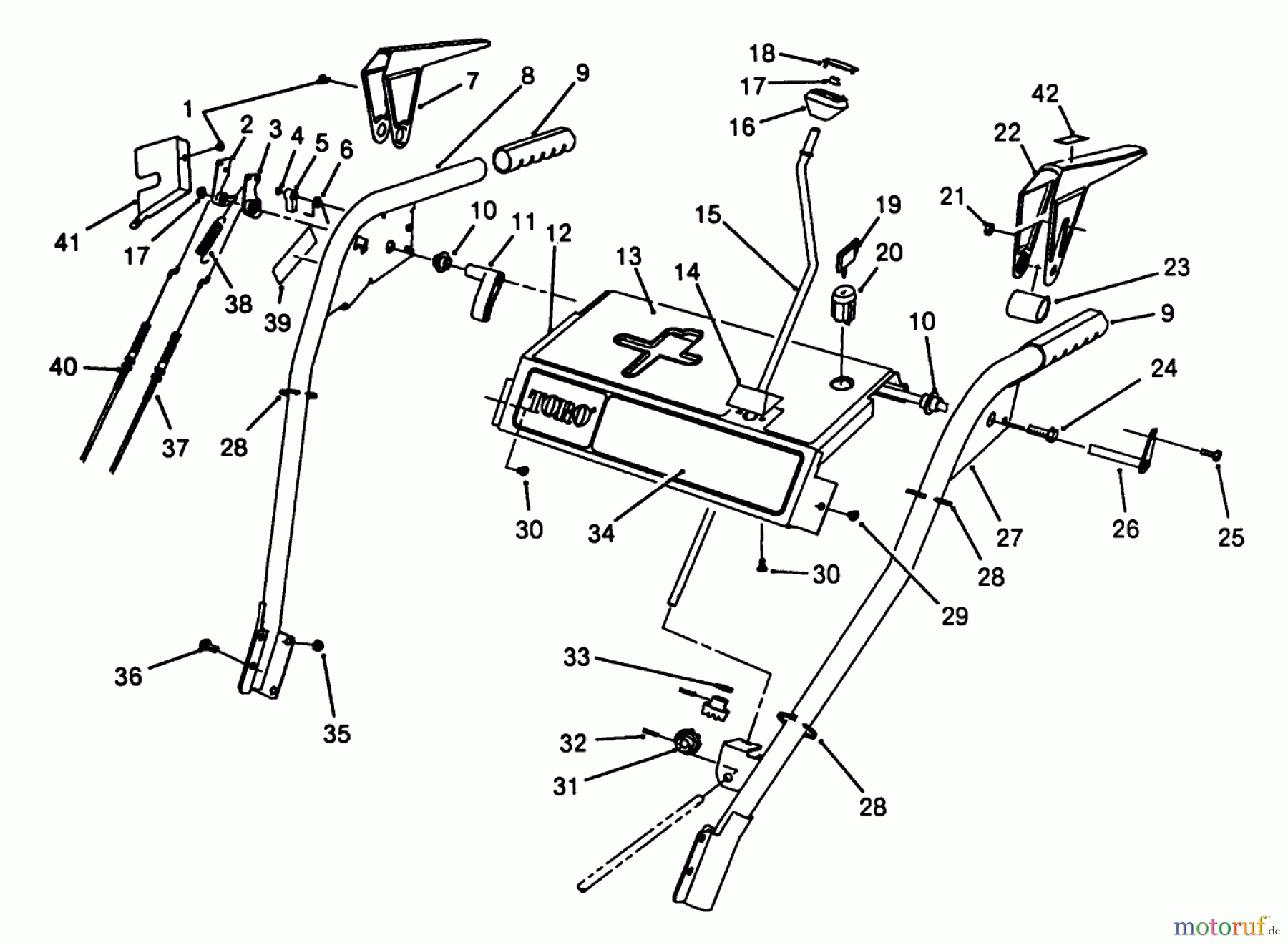  Toro Neu Snow Blowers/Snow Throwers Seite 1 38510 (624) - Toro 624 Power Shift Snowthrower, 1988 (8000001-8999999) HANDLE ASSEMBLY