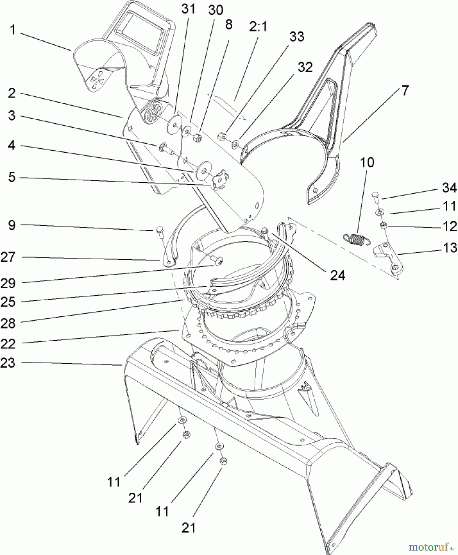 Toro Neu Snow Blowers/Snow Throwers Seite 1 38515 (2450) - Toro CCR 2450 GTS Snowthrower, 2009 (290000001-290999999) CHUTE ASSEMBLY