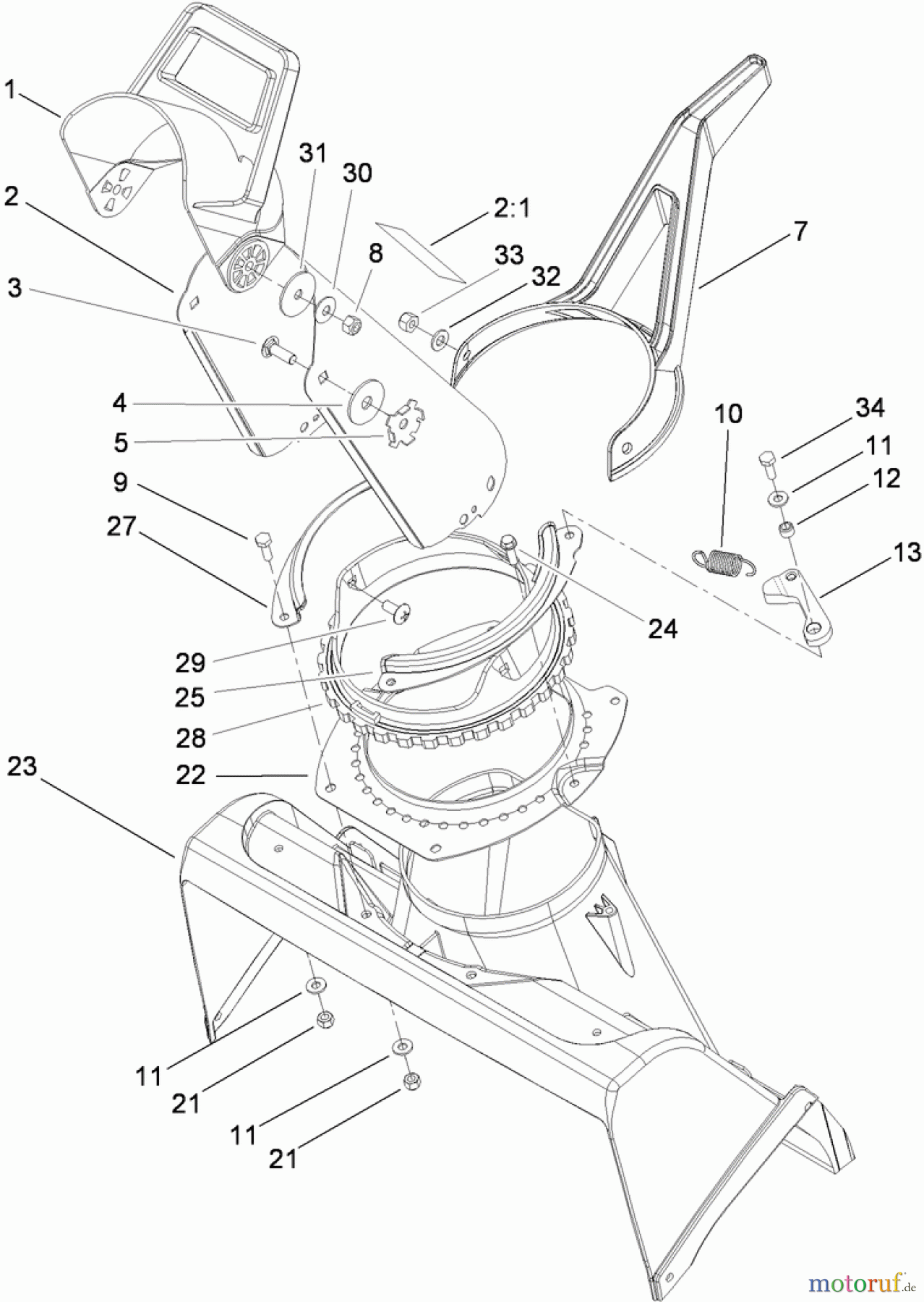  Toro Neu Snow Blowers/Snow Throwers Seite 1 38515 (2450) - Toro CCR 2450 GTS Snowthrower, 2011 (311000001-311999999) CHUTE ASSEMBLY