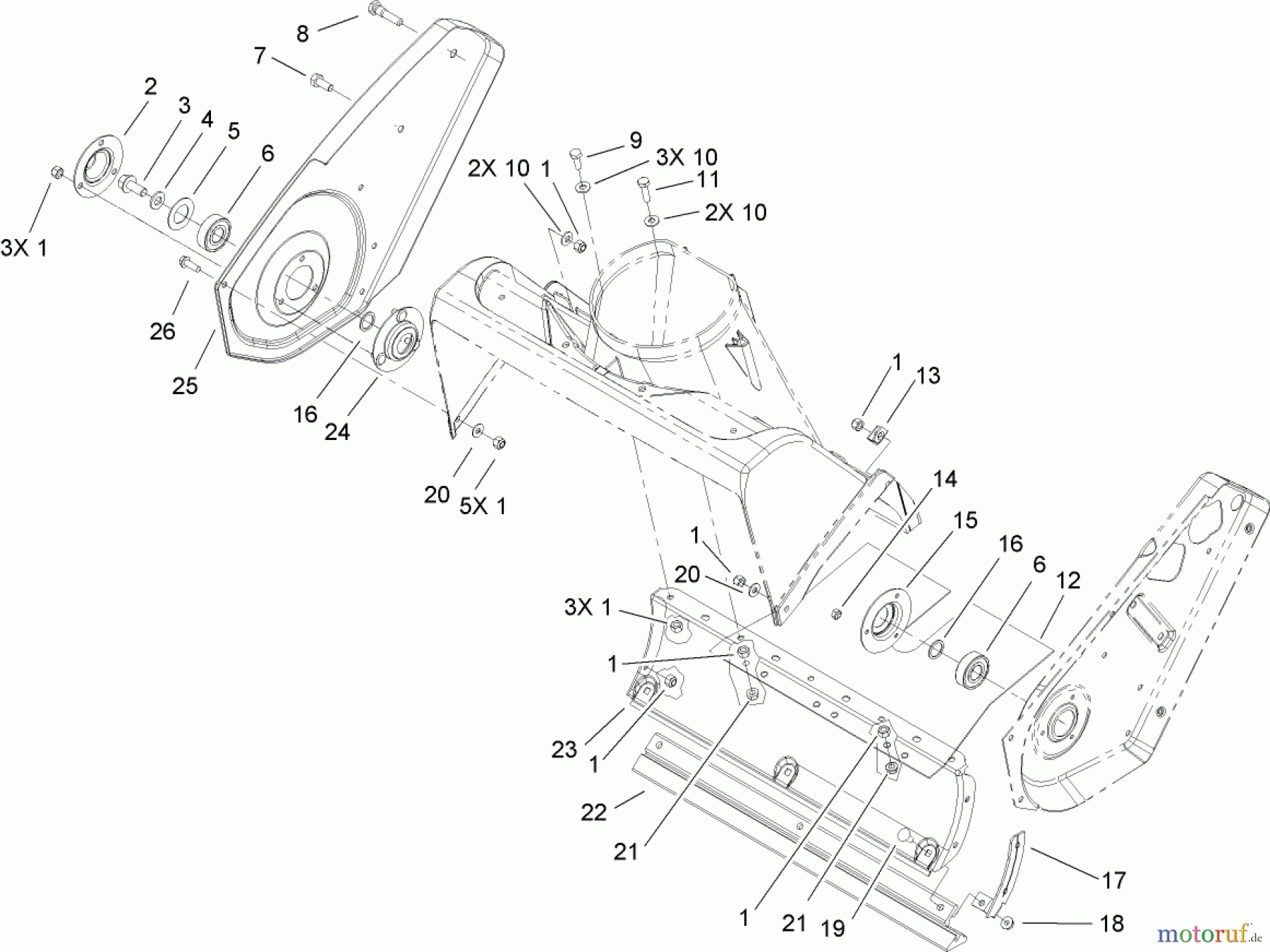  Toro Neu Snow Blowers/Snow Throwers Seite 1 38518 (3650) - Toro CCR 3650 GTS Snowthrower, 2007 (270000001-270010000) ROTOR HOUSING AND SCRAPER ASSEMBLY