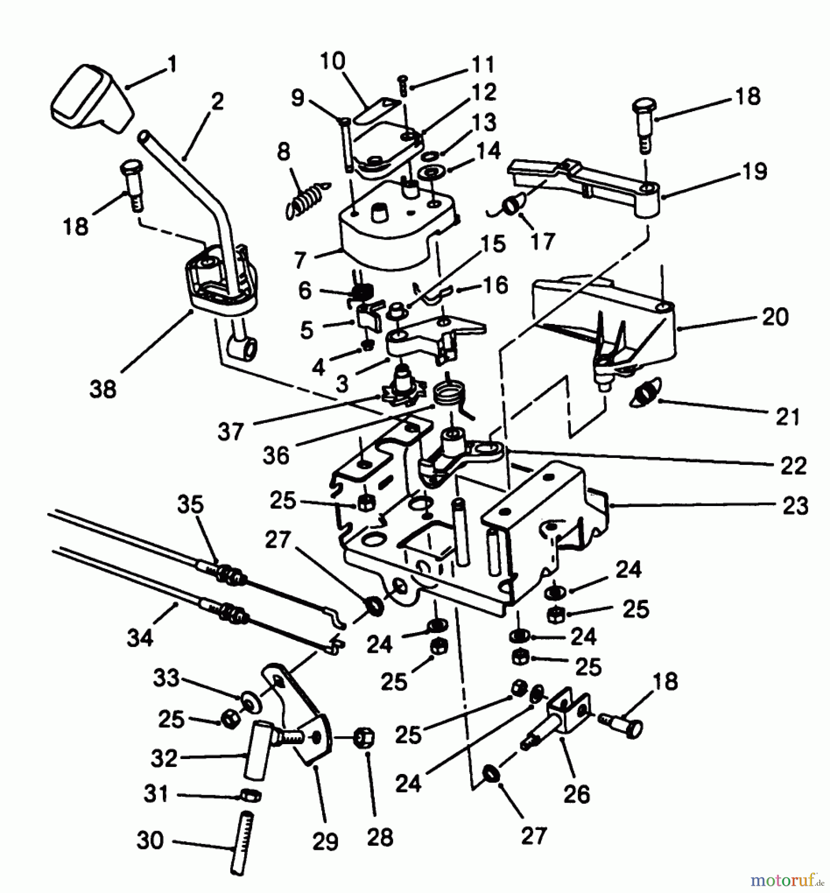  Toro Neu Snow Blowers/Snow Throwers Seite 1 38525 (724) - Toro 724 Power Shift Snowthrower, 1988 (8000001-8999999) TRACTION LINKAGE ASSEMBLY