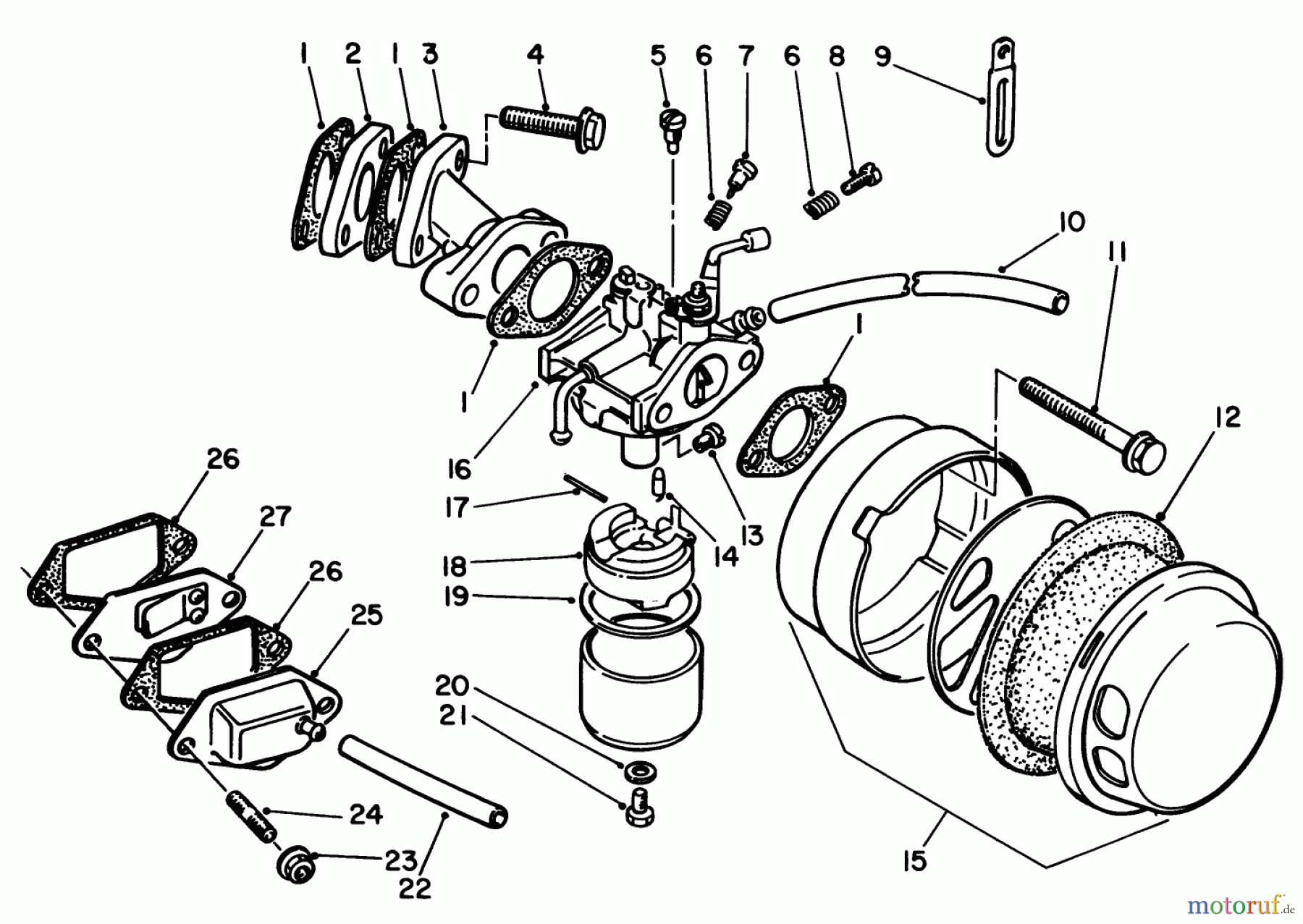Toro Neu Edgers 58410 - Toro 2 hp Edger, 1986 (6000001-6999999) CARBURETOR ASSEMBLY