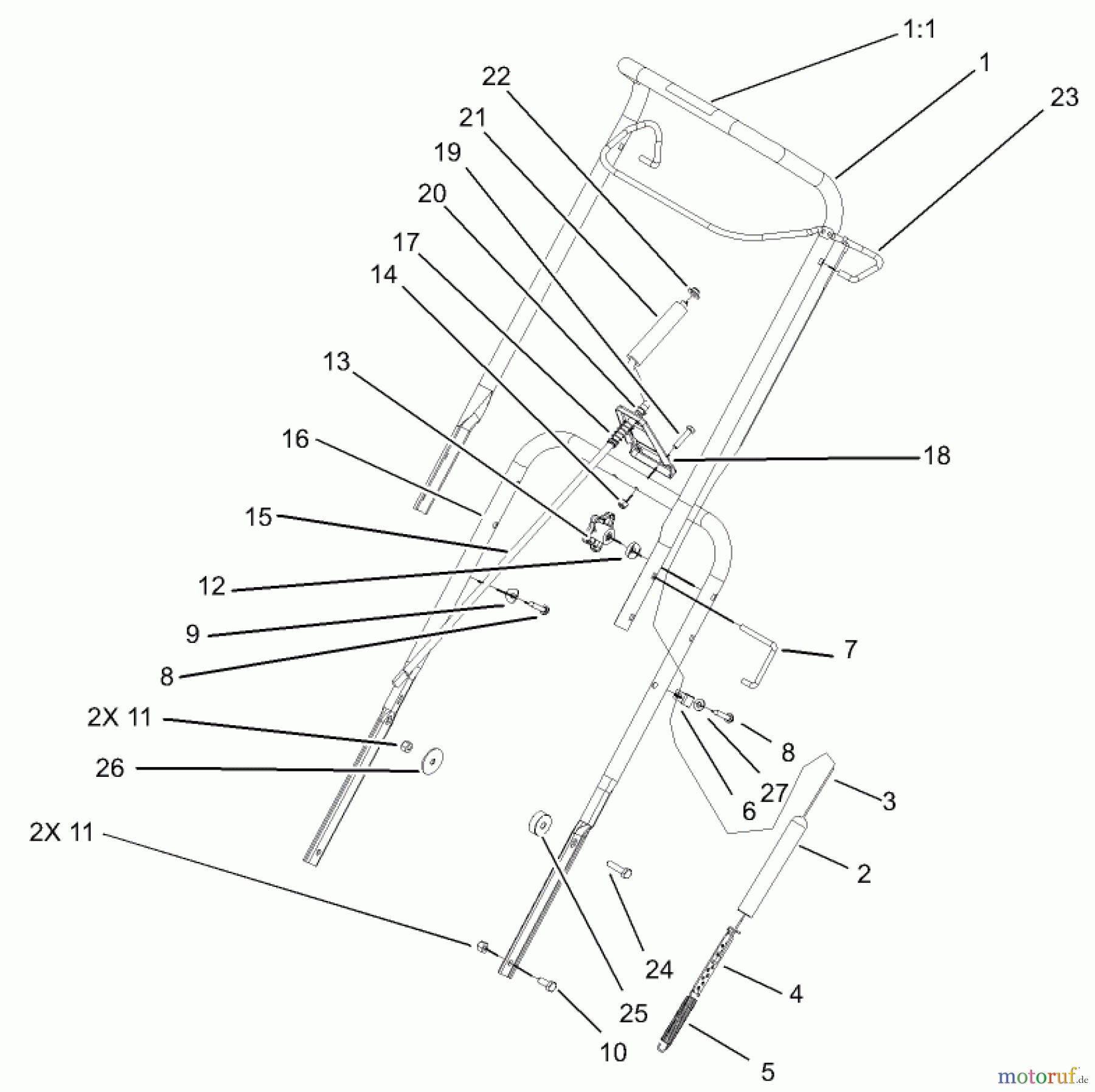 Toro Neu Snow Blowers/Snow Throwers Seite 1 38538 (3650) - Toro CCR 3650 GTS Snowthrower, 2004 (240000001-240999999) HANDLE ASSEMBLY