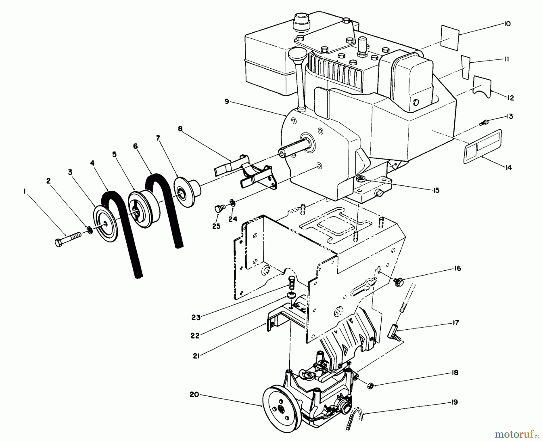  Toro Neu Snow Blowers/Snow Throwers Seite 1 38543 (824) - Toro 824 Power Shift Snowthrower, 1993 (3900001-3999999) ENGINE ASSEMBLY