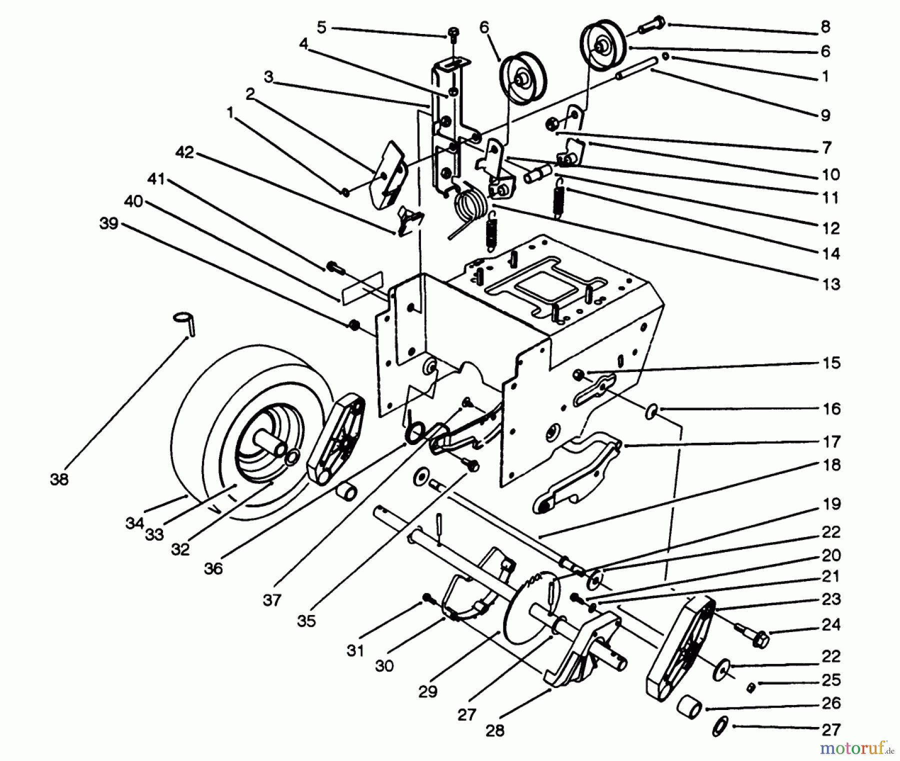 Toro Neu Snow Blowers/Snow Throwers Seite 1 38543 (824) - Toro 824 Power Shift Snowthrower, 1993 (3900001-3999999) TRACTION DRIVE ASSEMBLY
