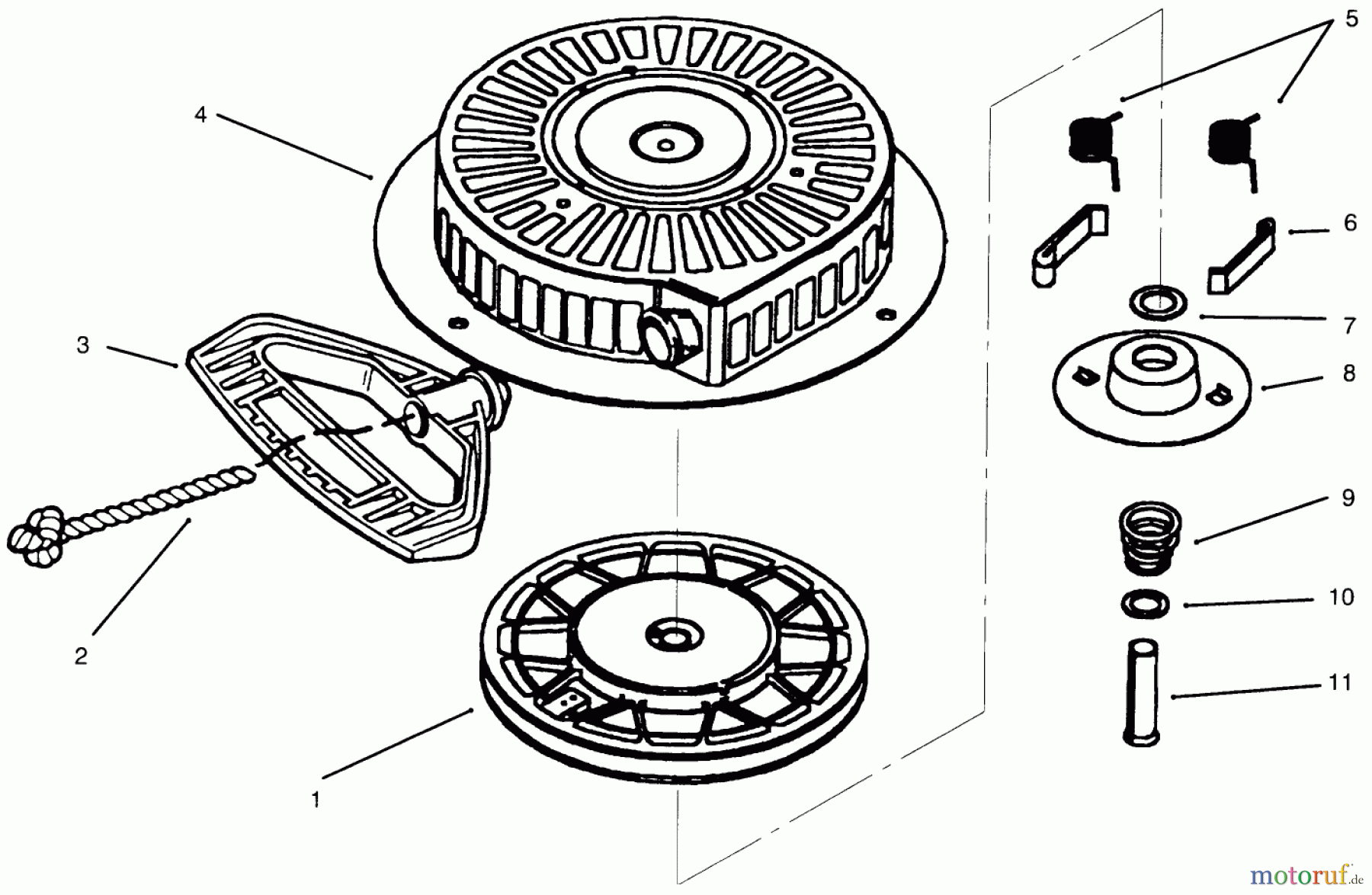  Toro Neu Snow Blowers/Snow Throwers Seite 1 38543 (824) - Toro 824 Power Shift Snowthrower, 1996 (6900001-6999999) REWIND STARTER TECUMSEH NO. 590733