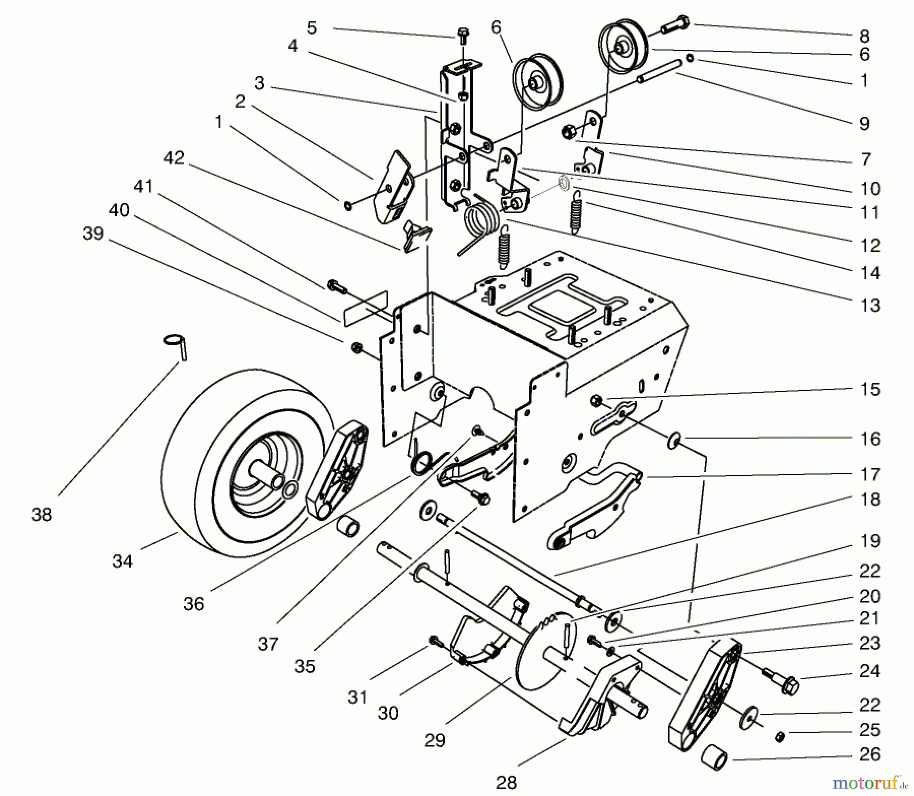 Toro Neu Snow Blowers/Snow Throwers Seite 1 38543 (824) - Toro 824 Power Shift Snowthrower, 1997 (7900001-7999999) TRACTION DRIVE ASSEMBLY