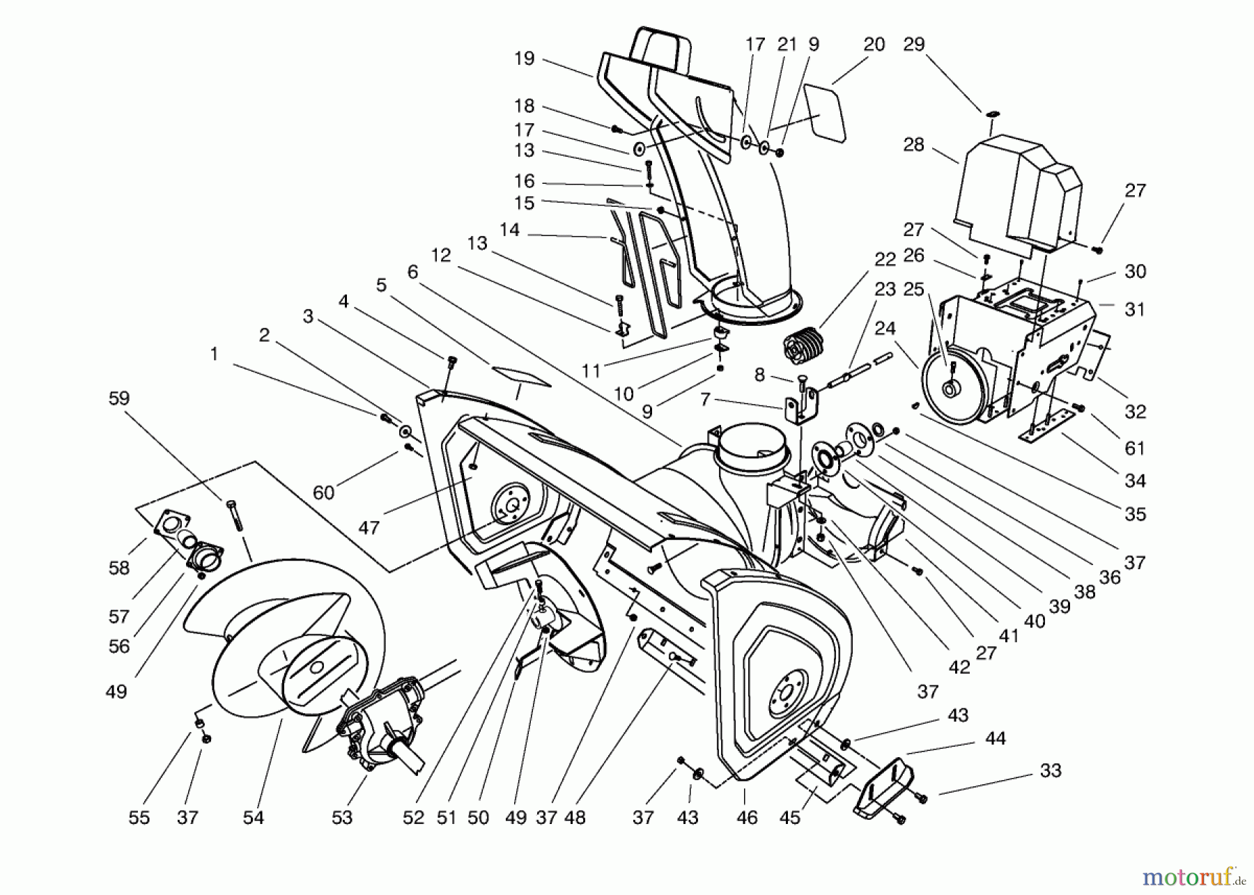  Toro Neu Snow Blowers/Snow Throwers Seite 1 38543 (824) - Toro 824 Power Shift Snowthrower, 1998 (8900001-8999999) HOUSING & CHUTE ASSEMBLY