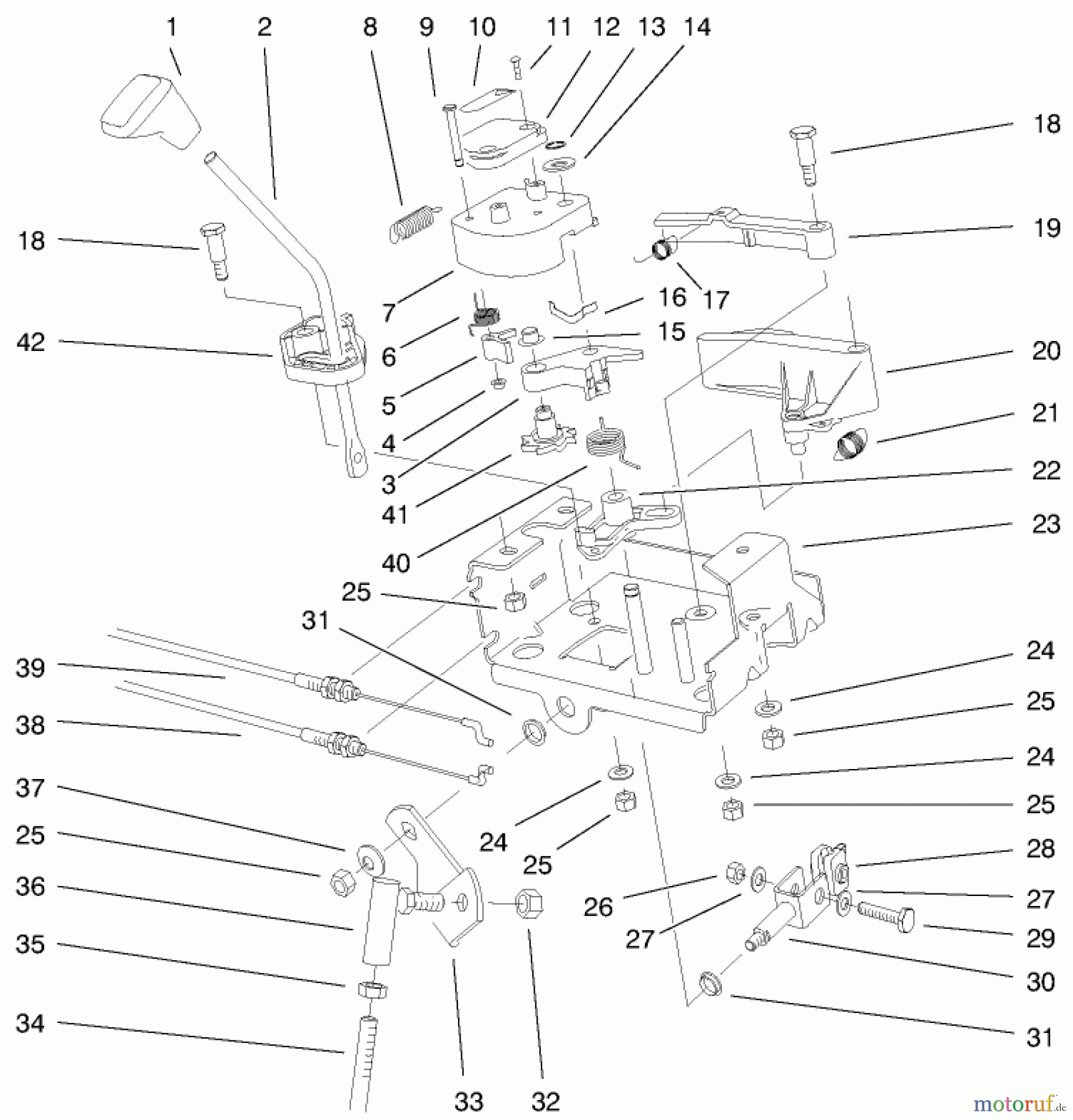  Toro Neu Snow Blowers/Snow Throwers Seite 1 38546 (824) - Toro 824 Power Shift Snowthrower, 1999 (99000001-99999999) TRACTION LINKAGE ASSEMBLY