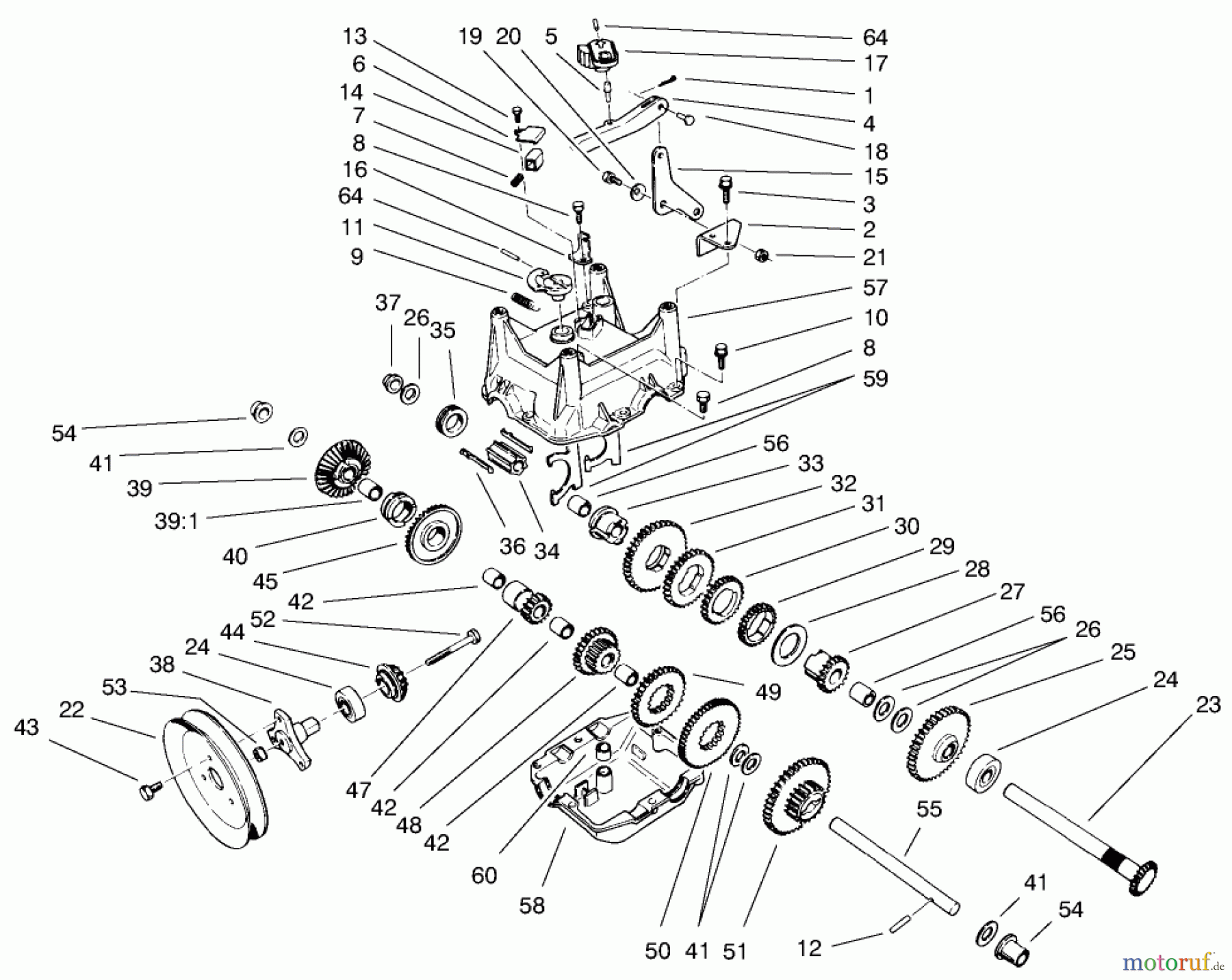 Toro Neu Snow Blowers/Snow Throwers Seite 1 38546 (824) - Toro 824 Power Shift Snowthrower, 1999 (99000001-99999999) TRANSMISSION ASSEMBLY NO. 66-8030