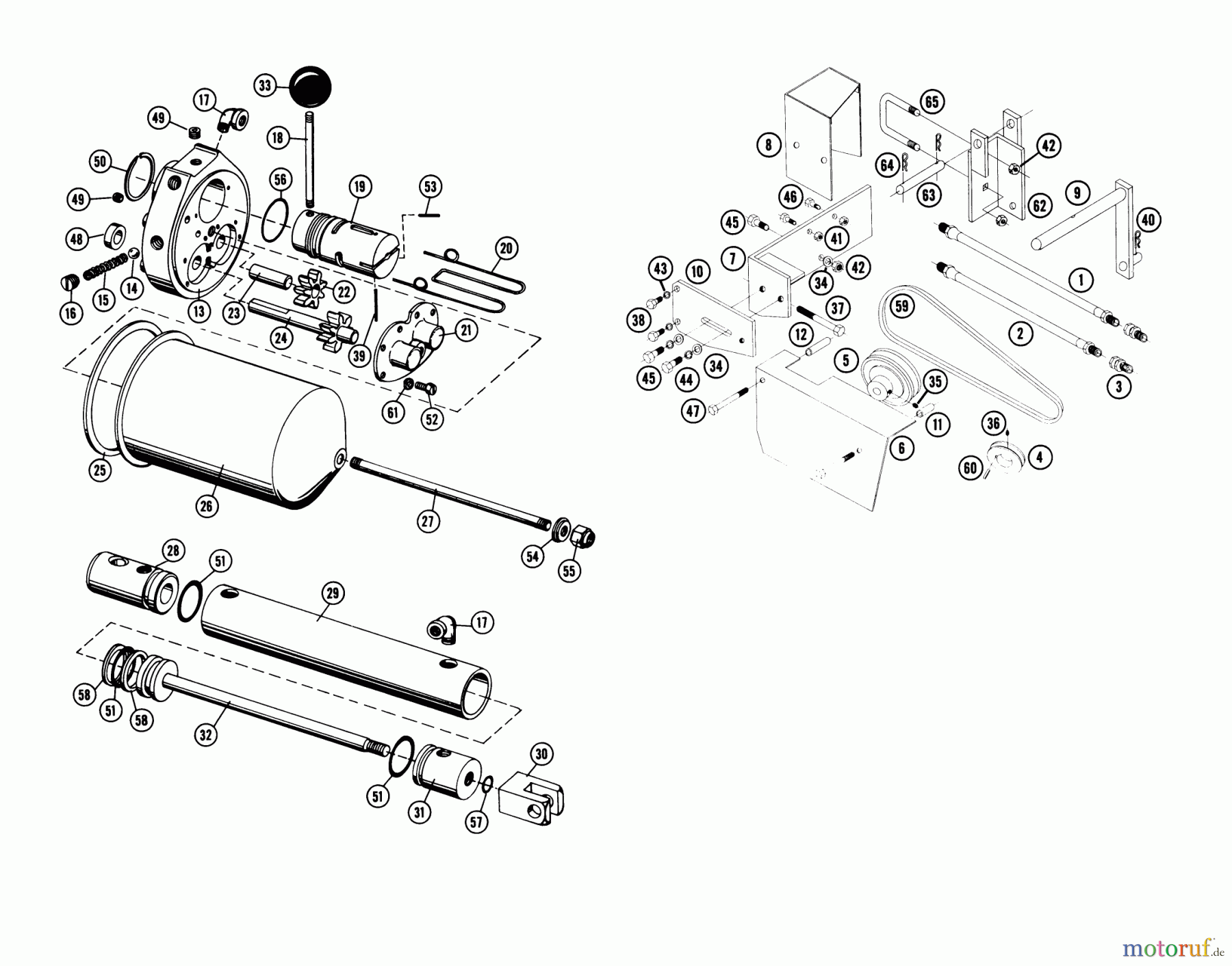 Toro Neu Accessories HY-3 - Toro Hydraulic Lift, 1964 HY-2 HYDRAULIC UNIT PART-S LIST