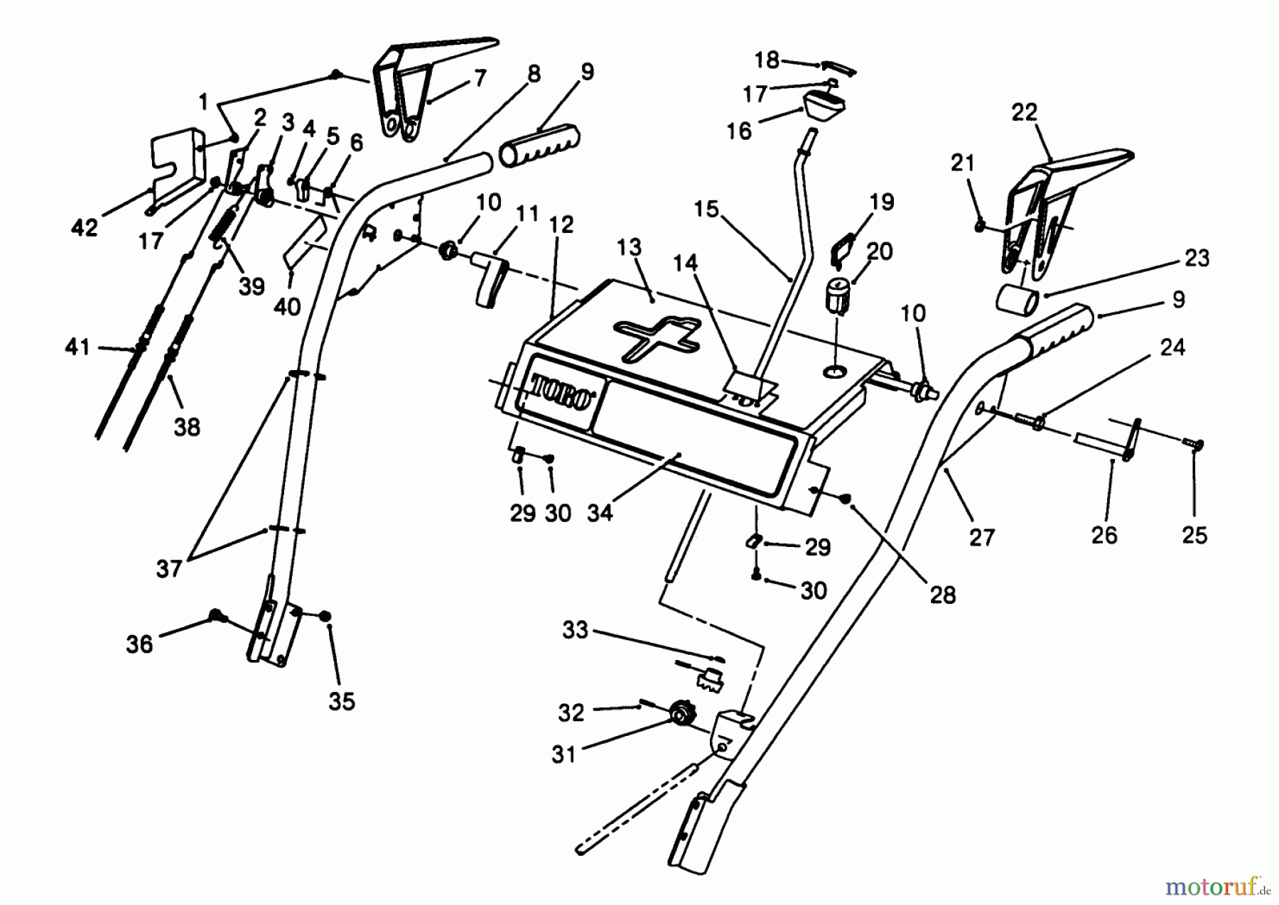 Toro Neu Snow Blowers/Snow Throwers Seite 1 38545 (828) - Toro 828 Power Shift Snowthrower, 1988 (8000001-8999999) HANDLE ASSEMBLY