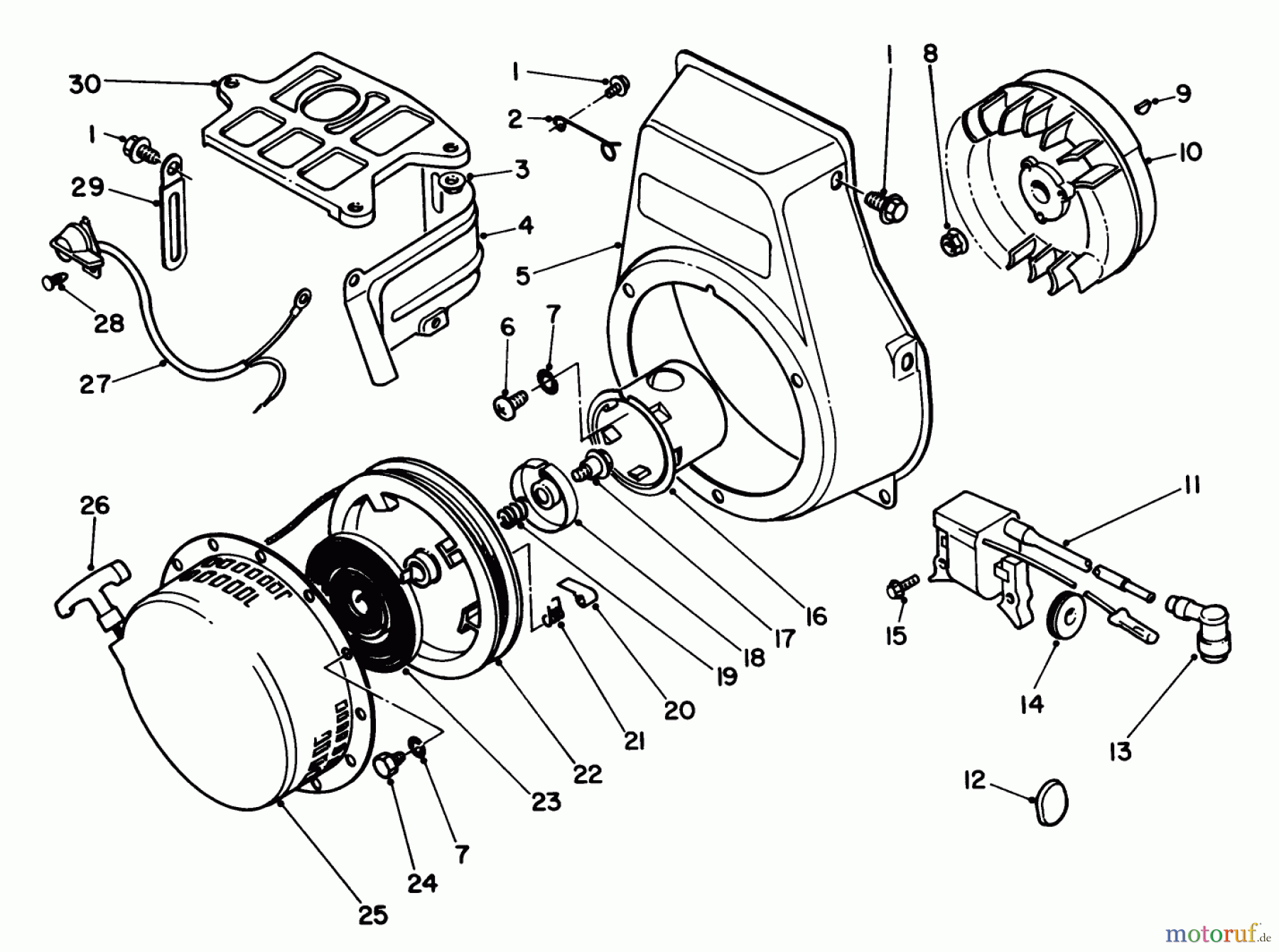 Toro Neu Edgers 58430 - Toro 3.5 hp Edger, 1987 (7000001-7999999) RECOIL STARTER ASSEMBLY