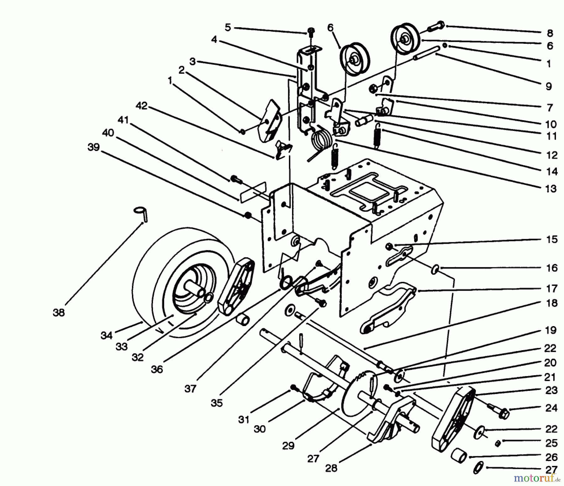  Toro Neu Snow Blowers/Snow Throwers Seite 1 38555 (1028) - Toro 1028 Power Shift Snowthrower, 1993 (3900001-3999999) TRACTION DRIVE ASSEMBLY