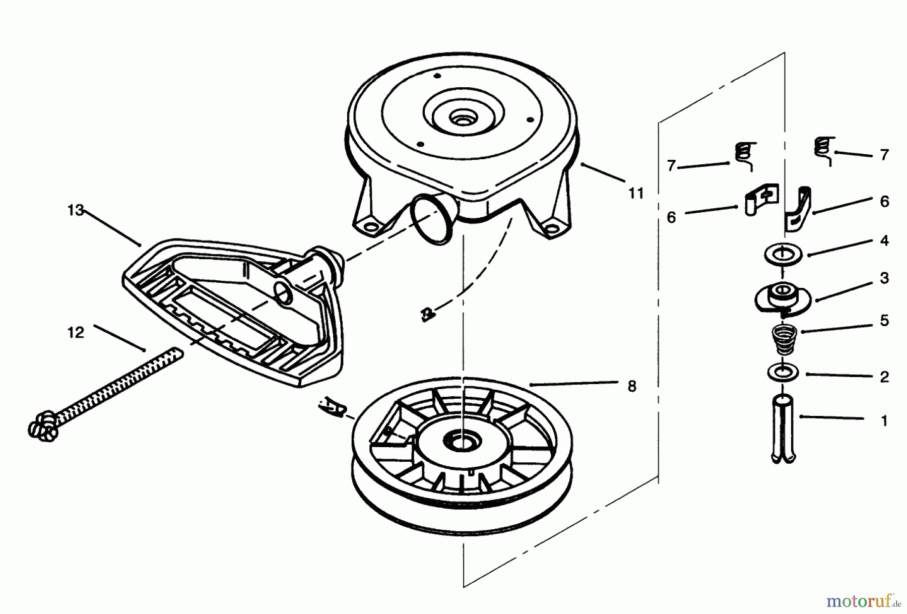 Toro Neu Snow Blowers/Snow Throwers Seite 1 38555 (1028) - Toro 1028 Power Shift Snowthrower, 1996 (69000001-69999999) REWIND STARTER NO. 590672