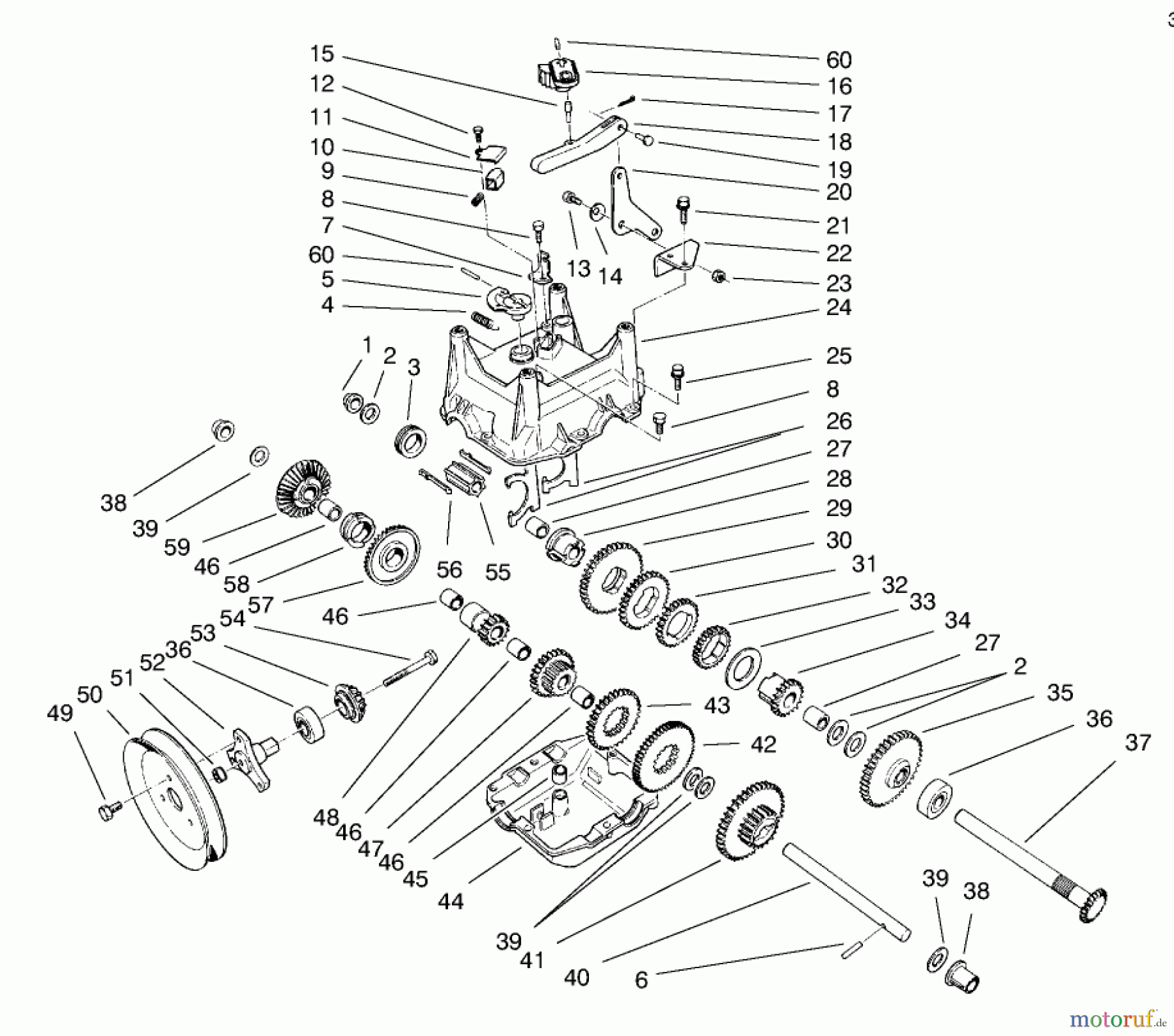  Toro Neu Snow Blowers/Snow Throwers Seite 1 38556 (1028) - Toro 1028 Power Shift Snowthrower, 1998 (8900001-8999999) TRANSMISSION ASSEMBLY NO. 66-8030